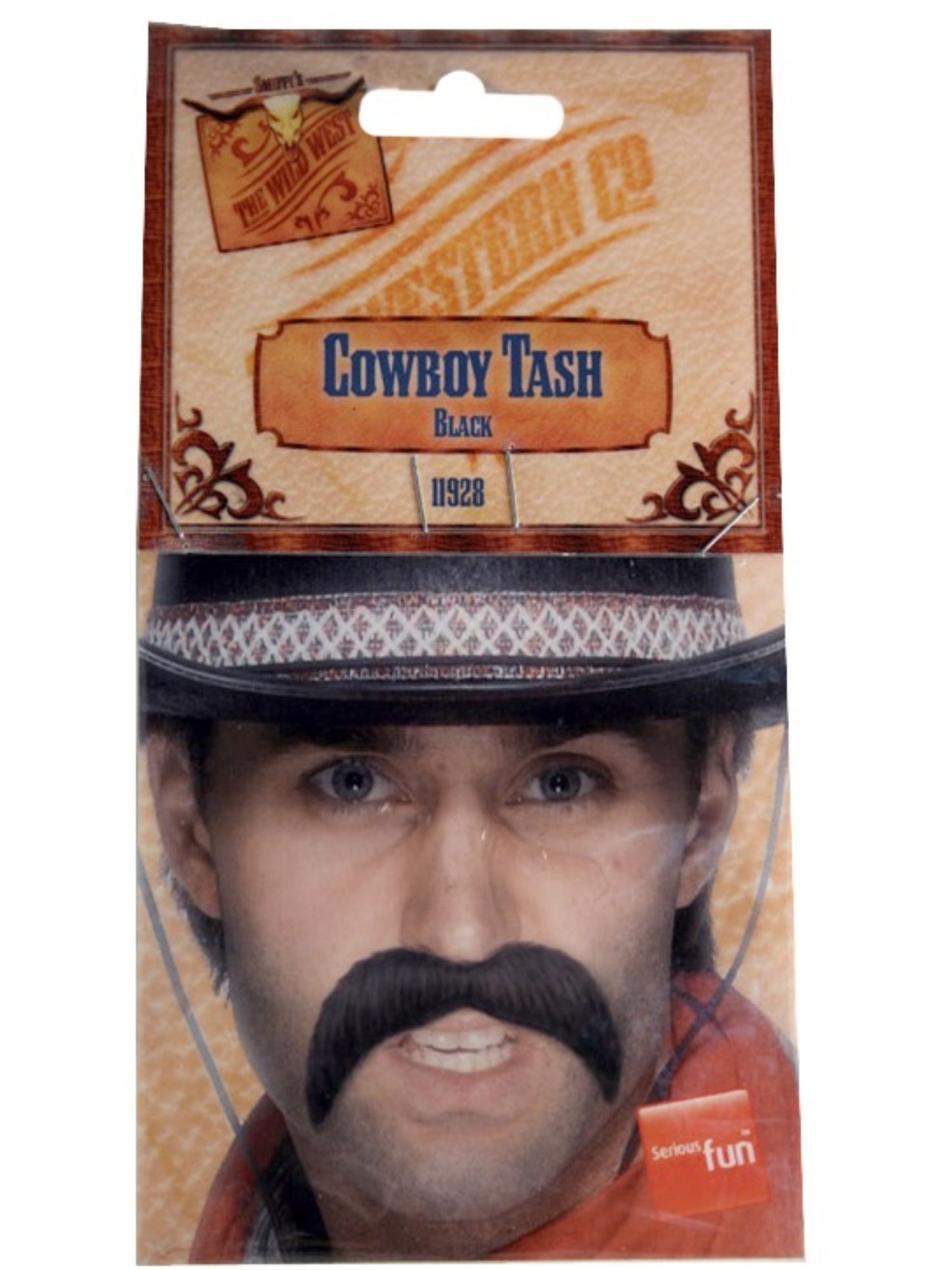 Moustache de cowboy, noire, autoadhésive