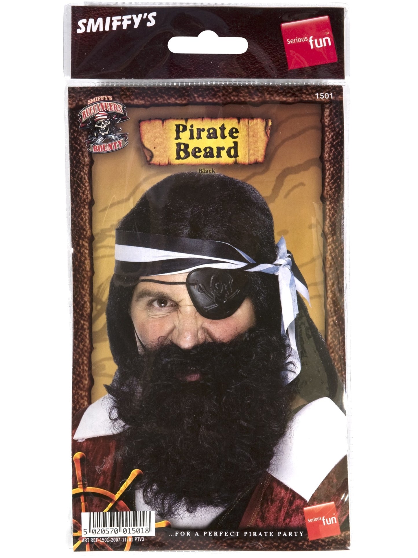 Piraten-Bart, Schwarz, Nylon, Deluxe