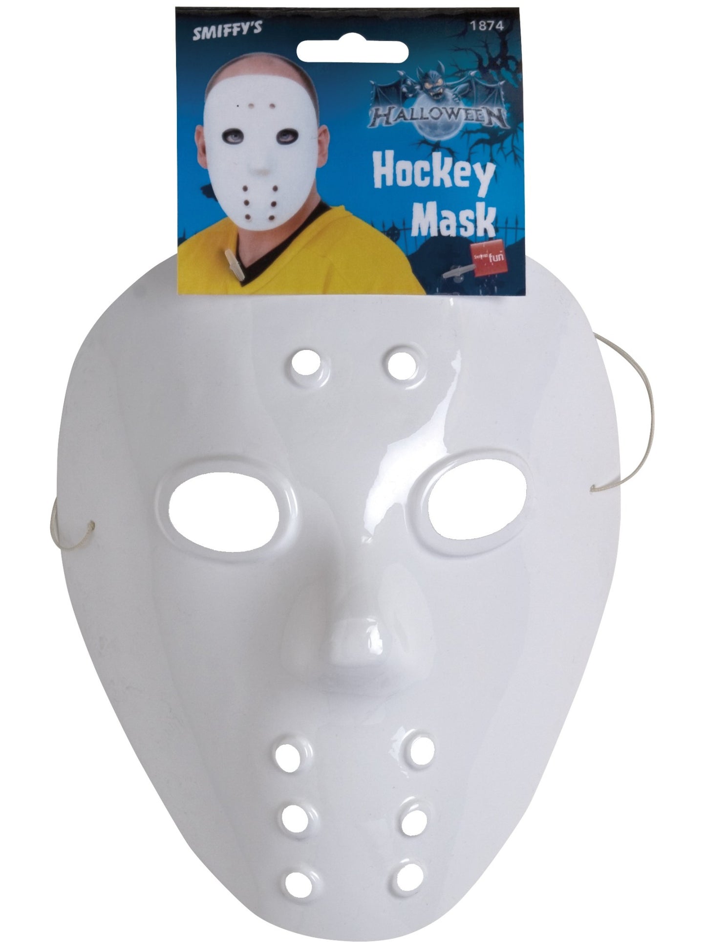 Máscara de hockey, blanca, PVC