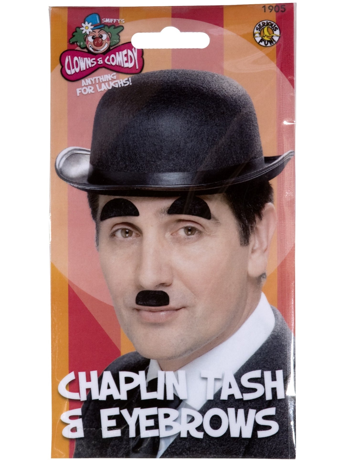 Chaplin-Schnurrbart und Augenbrauen, Schwarz, Selbstklebend