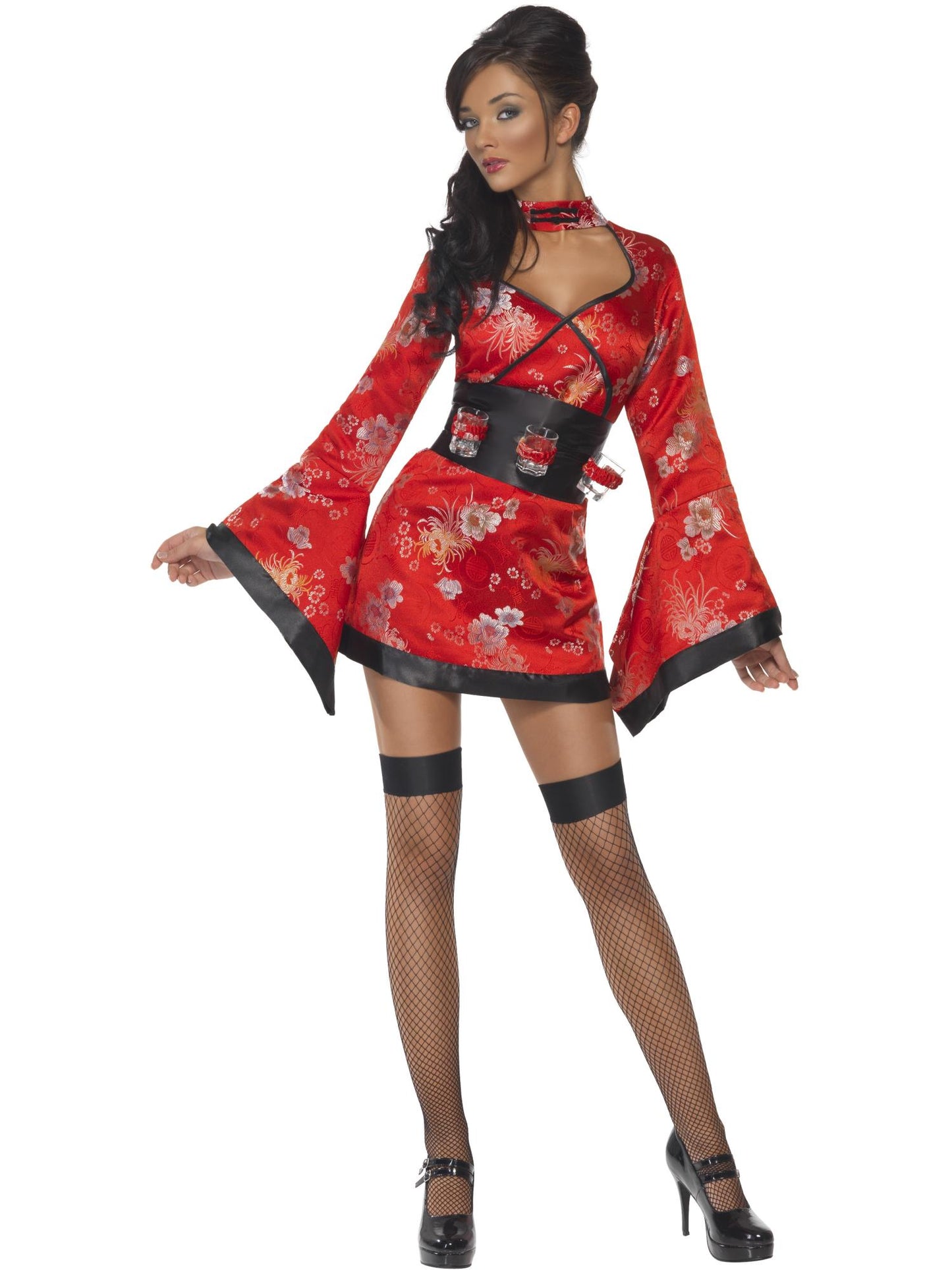 Vodka Geisha Kostüm, Kleid und Gürtel mit Schnapsglas-Haltern