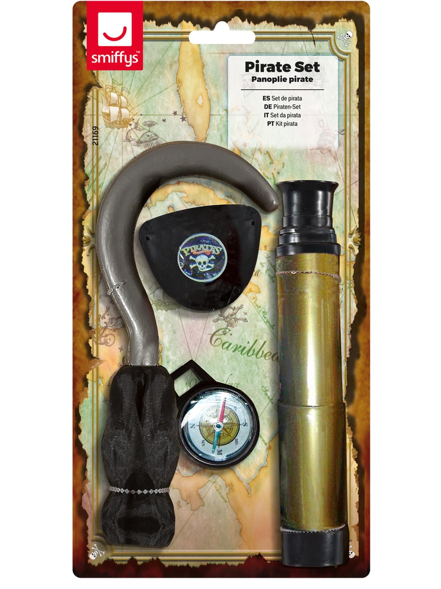 Pirate Set with Hook, Brown Wholesale