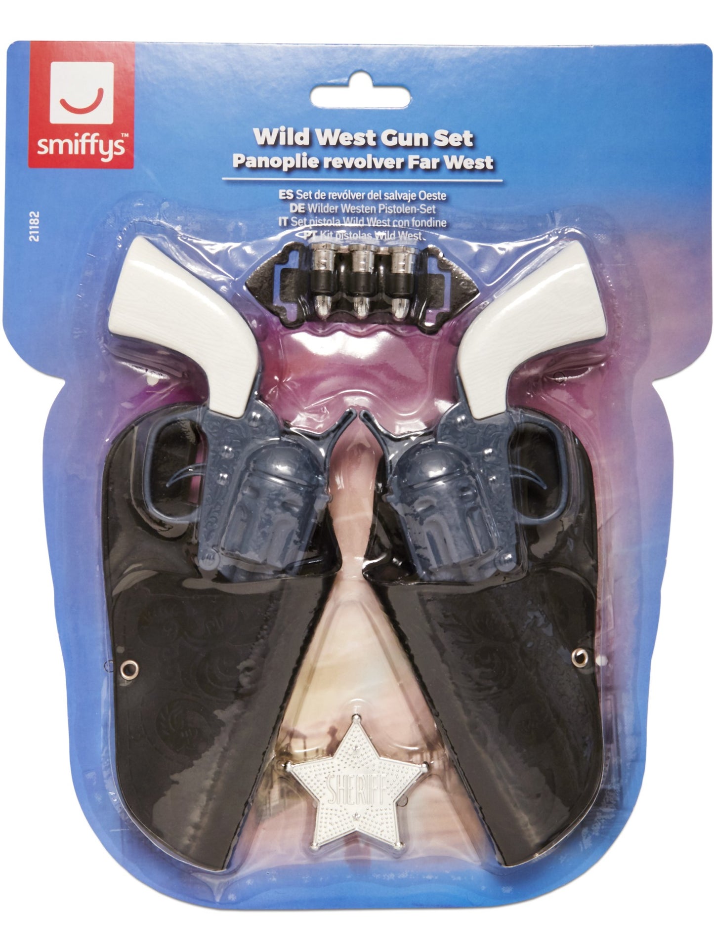 Wilder Westen Pistolen-Set, mit Holster, Patronen und Abzeichen