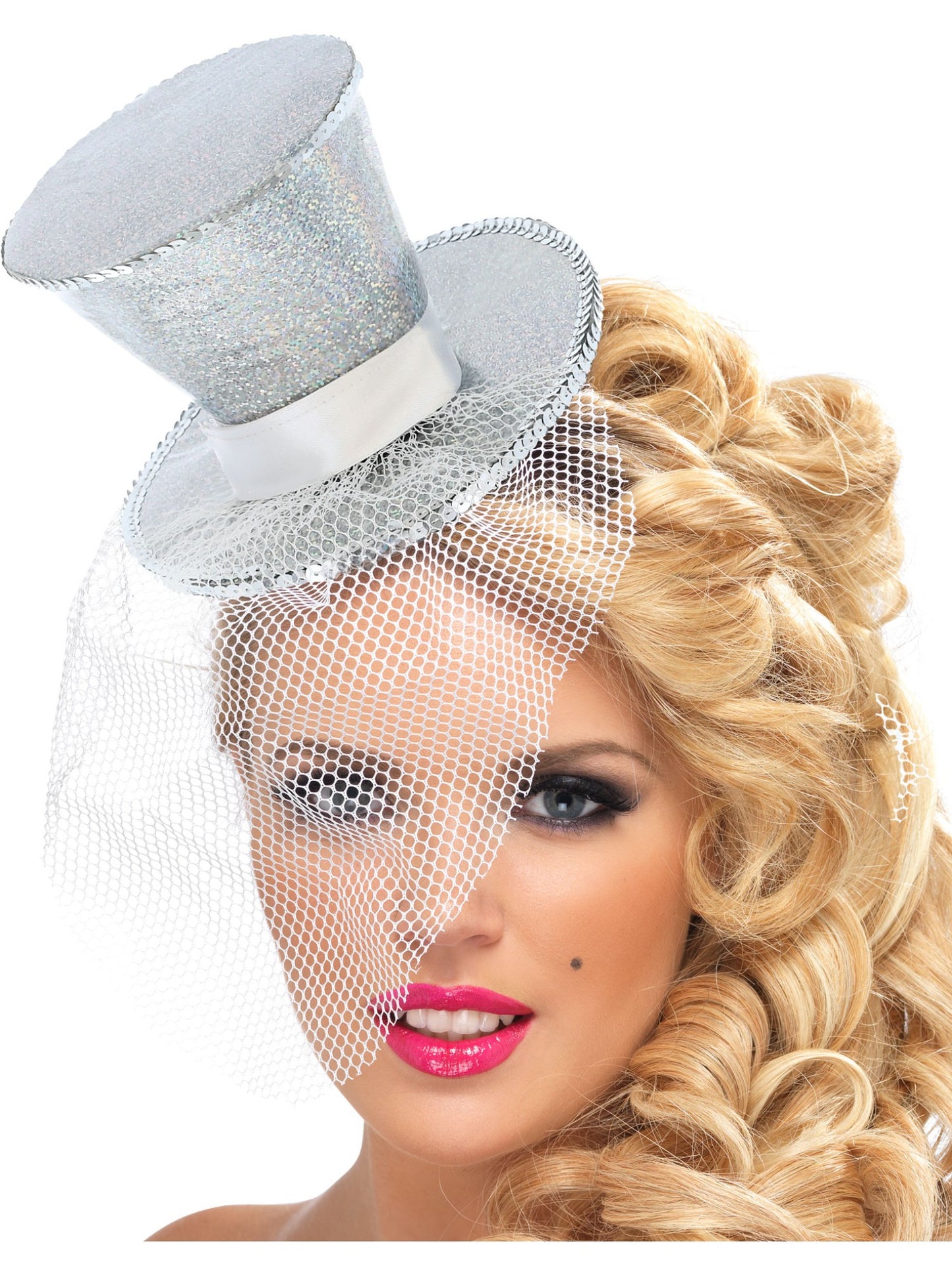 Fever Mini Top Hat on Headband, Silver Wholesale
