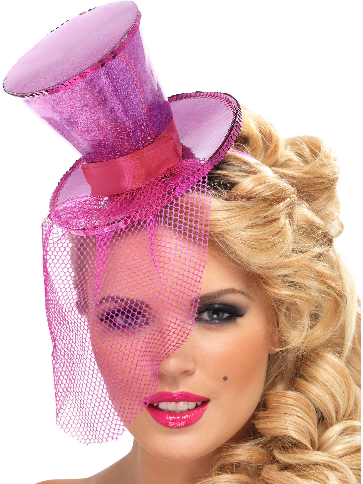 Fever Mini Top Hat on Headband, Hot Pink Wholesale