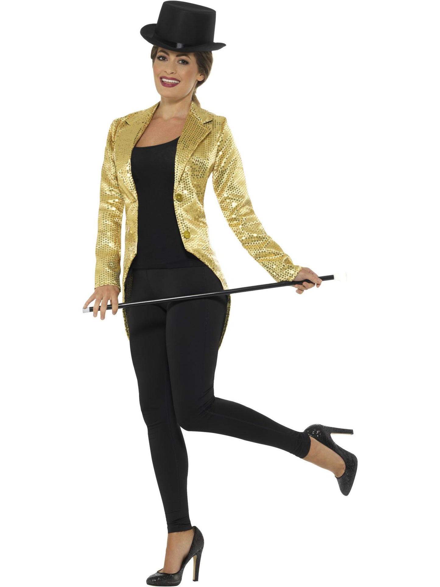 Pailletten-Frackjacke, Gold, Damen