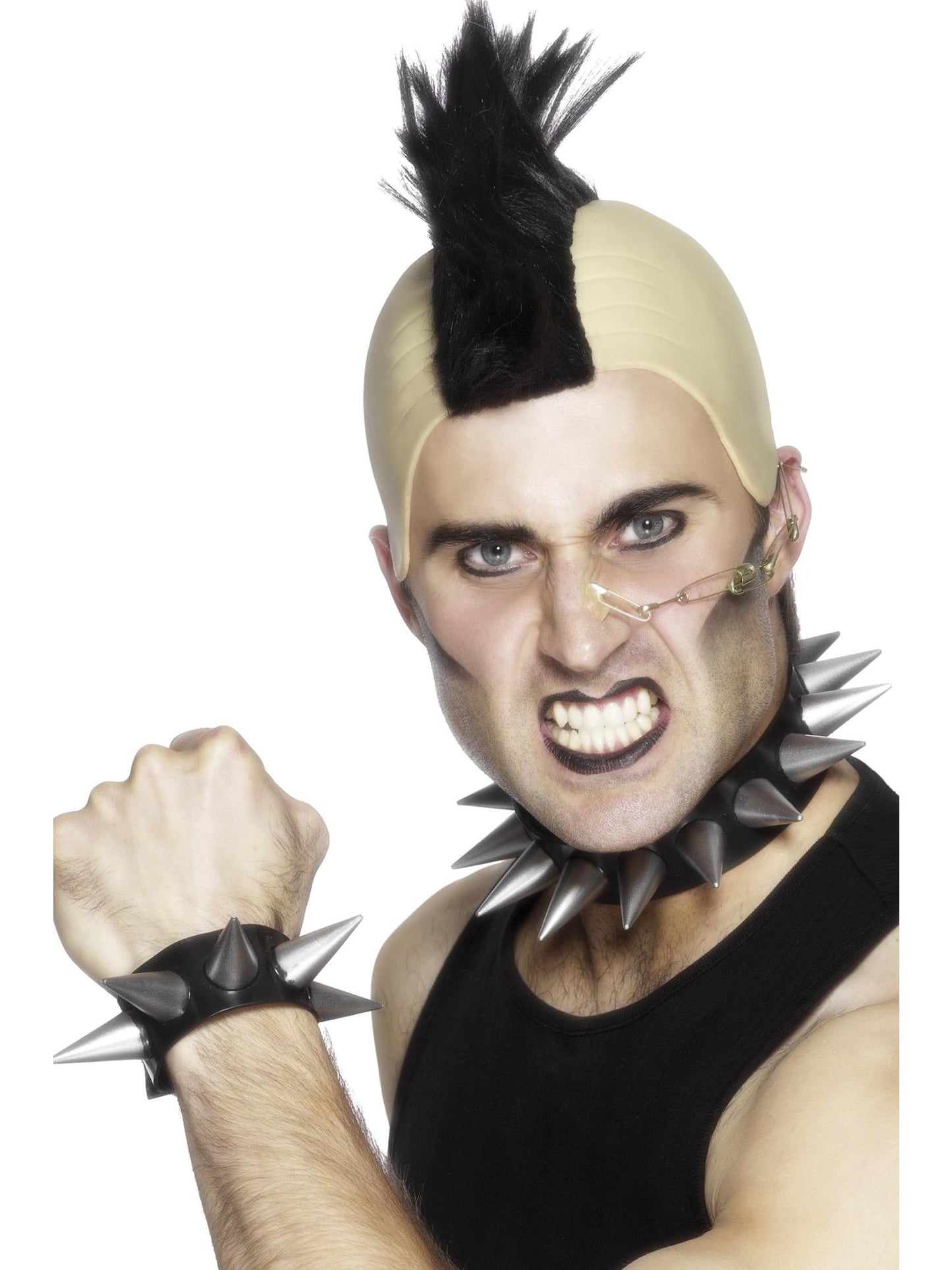 Gargantilla y muñequera punk, caucho suave