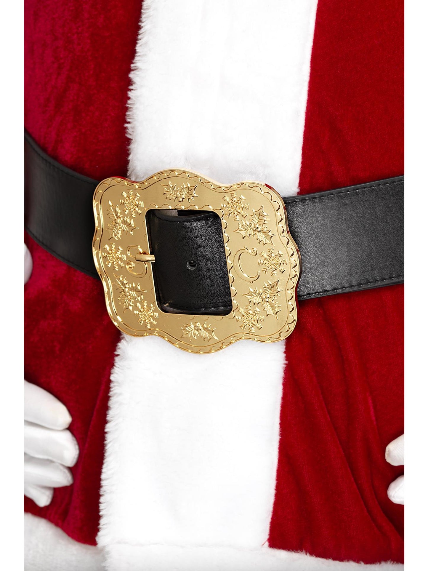 Ceinture de Père Noël Deluxe, noire, avec boucle ornée, 130cm/51in