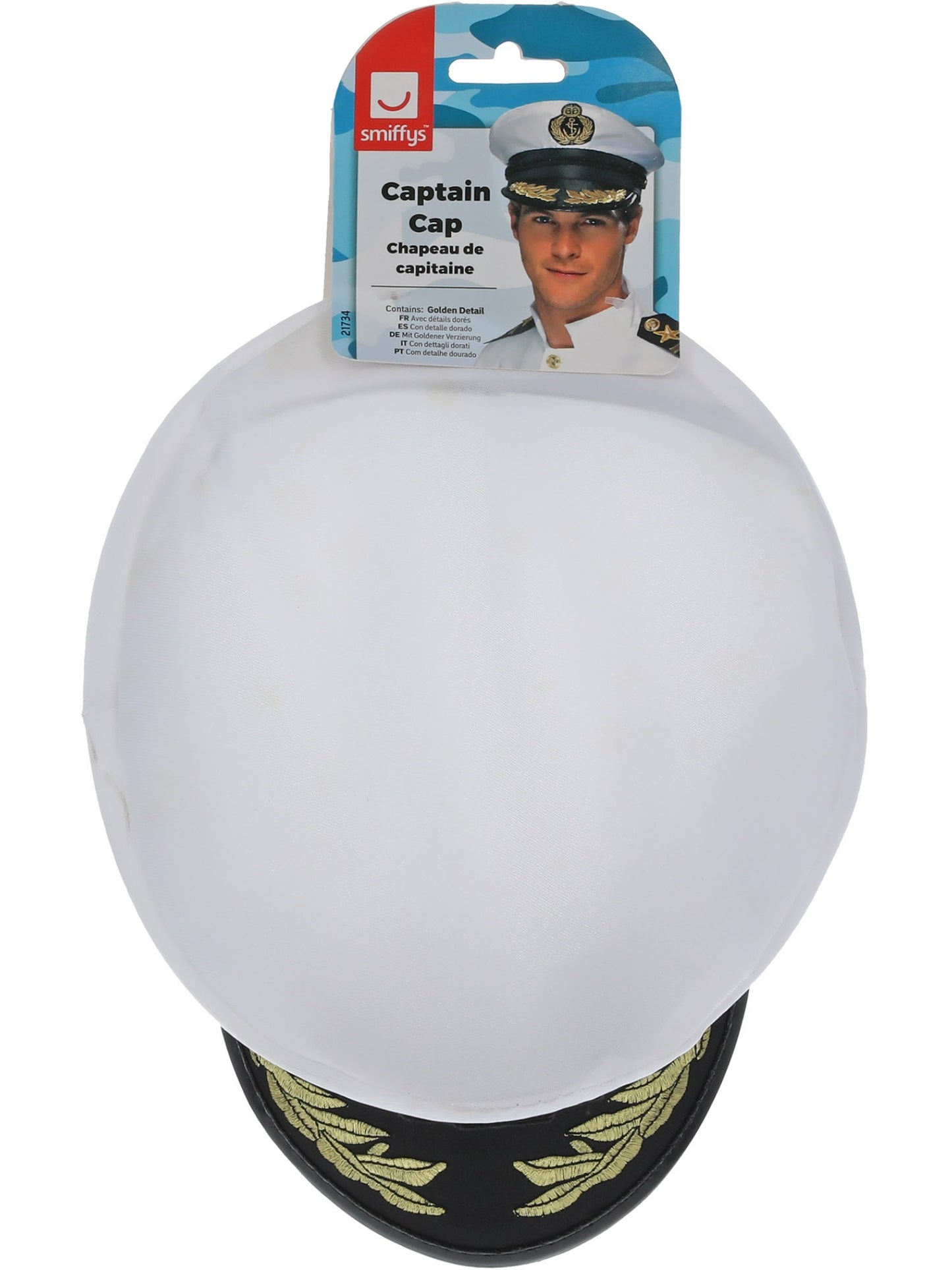 Chapeau de capitaine, blanc, avec détails dorés