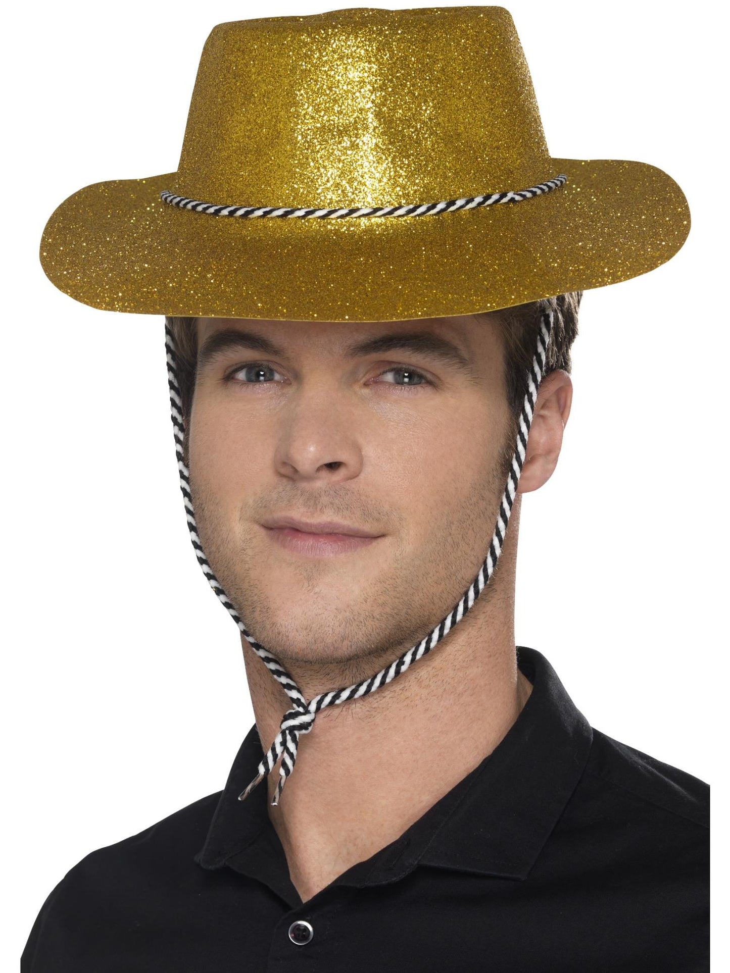 Cowboy-Glitzerhut, Gold, mit Kordel