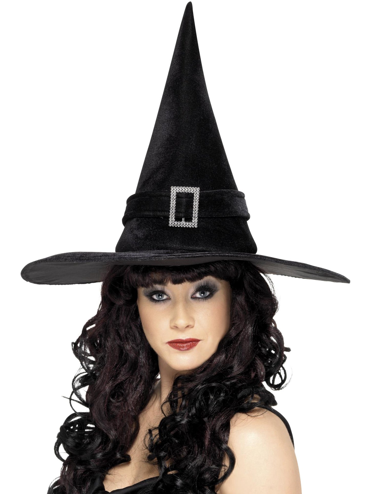 Sombrero de bruja, Negro, con hebilla de strass