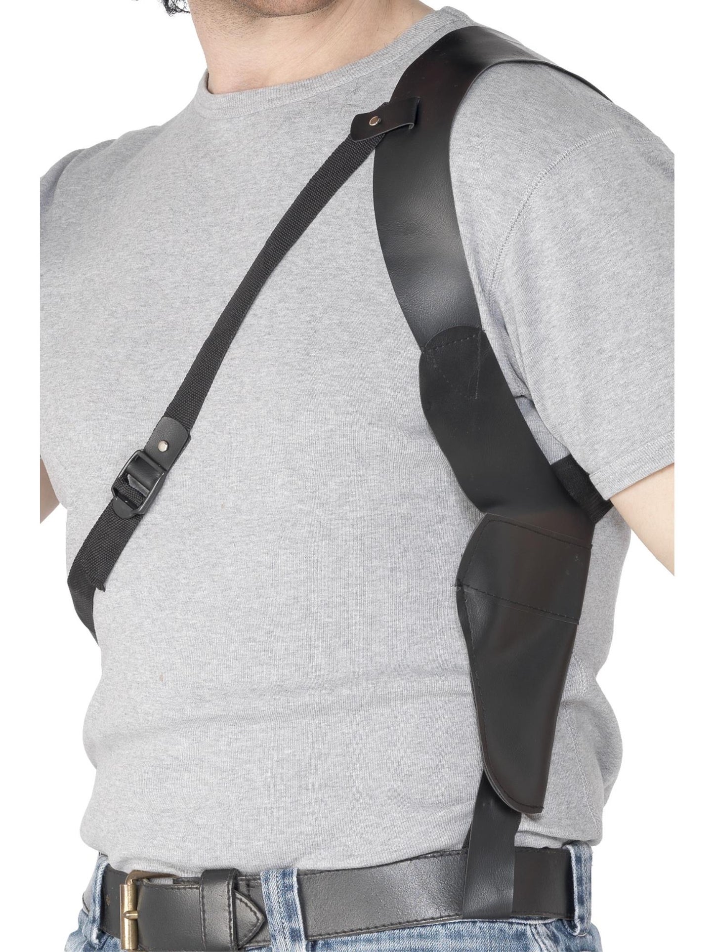 Leder-Look Schulterholster, Schwarz