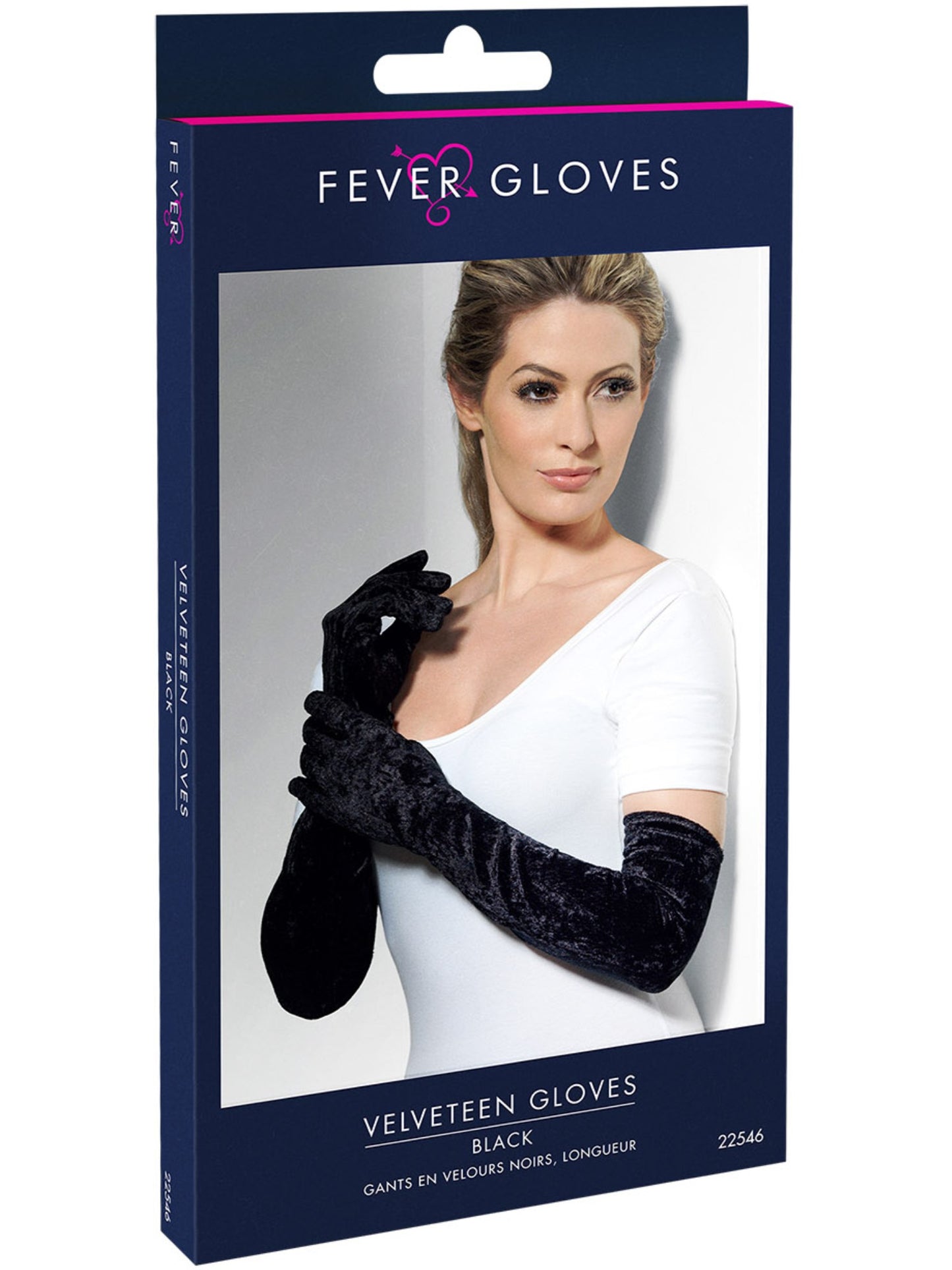 Guantes negros de pana, largo