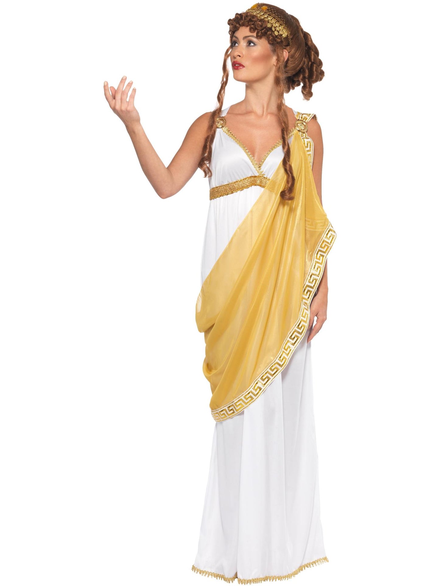 Costume Hélène de Troie, blanc et or, robe et diadème