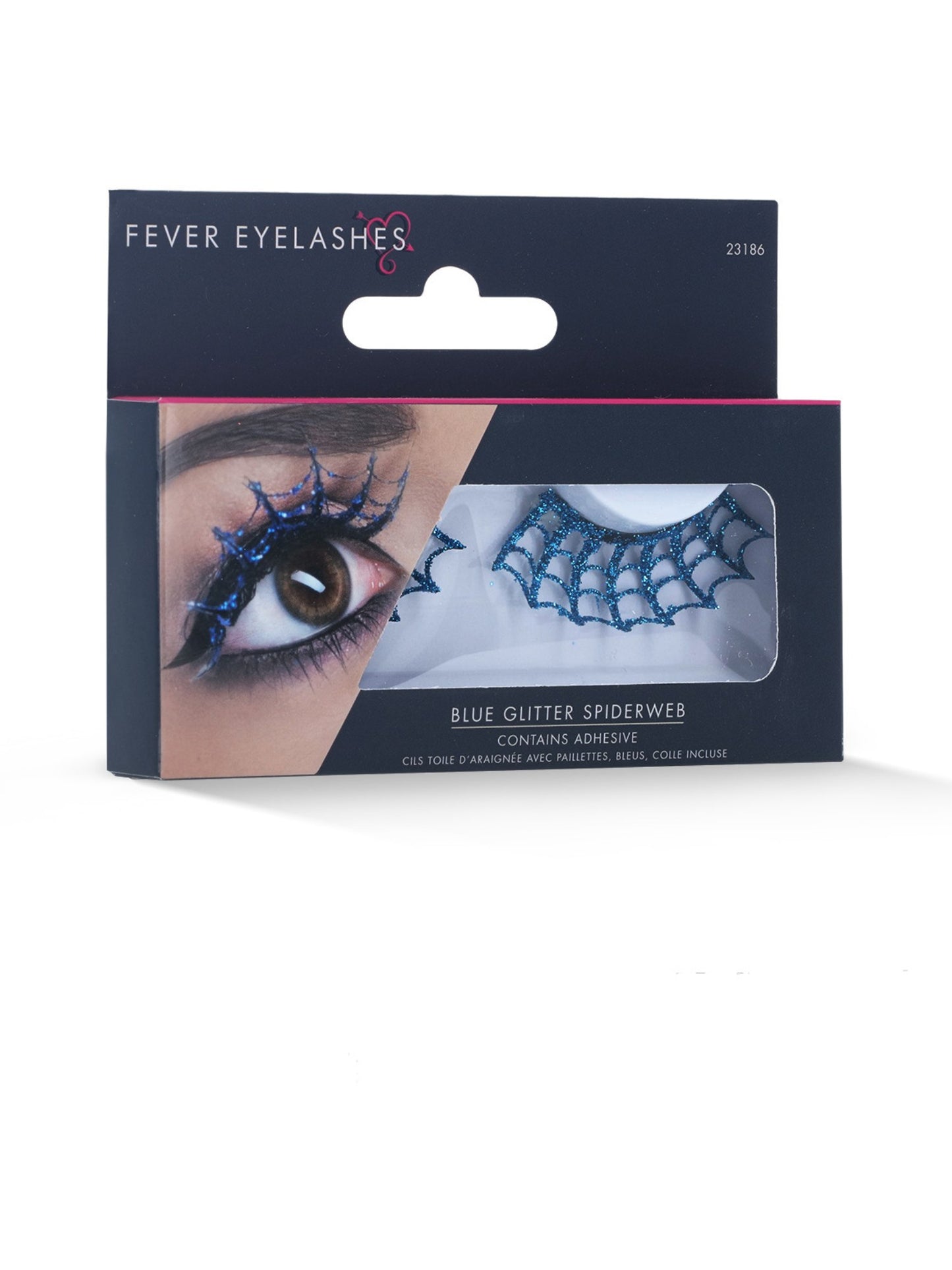 Spinnweben-Wimpern mit Glitzer, Blau, enthält Klebstoff