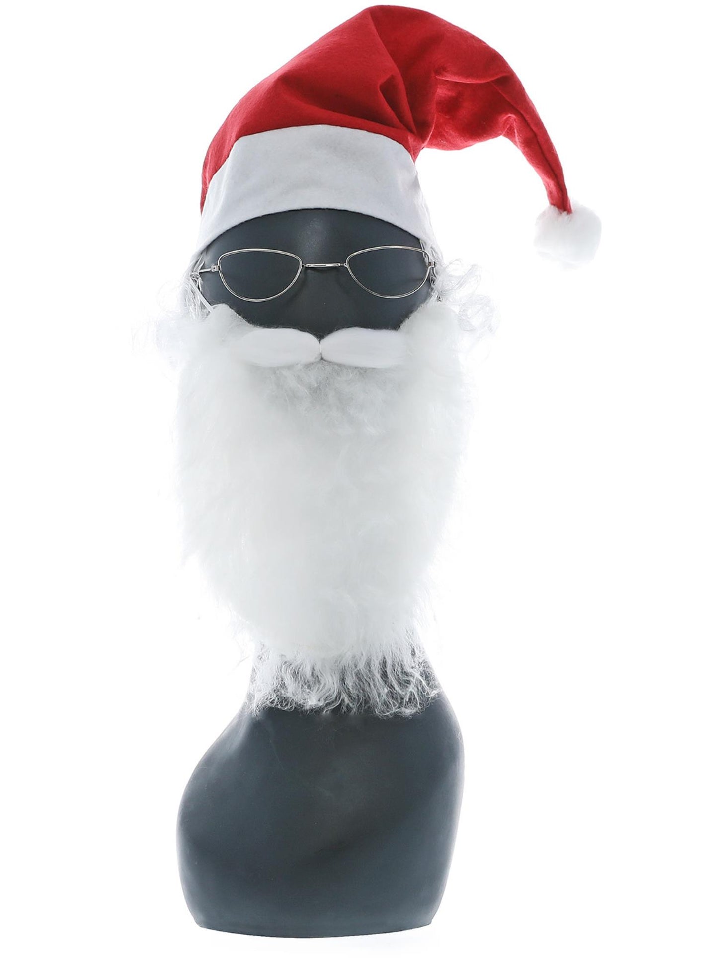 Kit accessoires Père Noël, Blanc, avec barbe, lunettes et bonnet avec cheveux