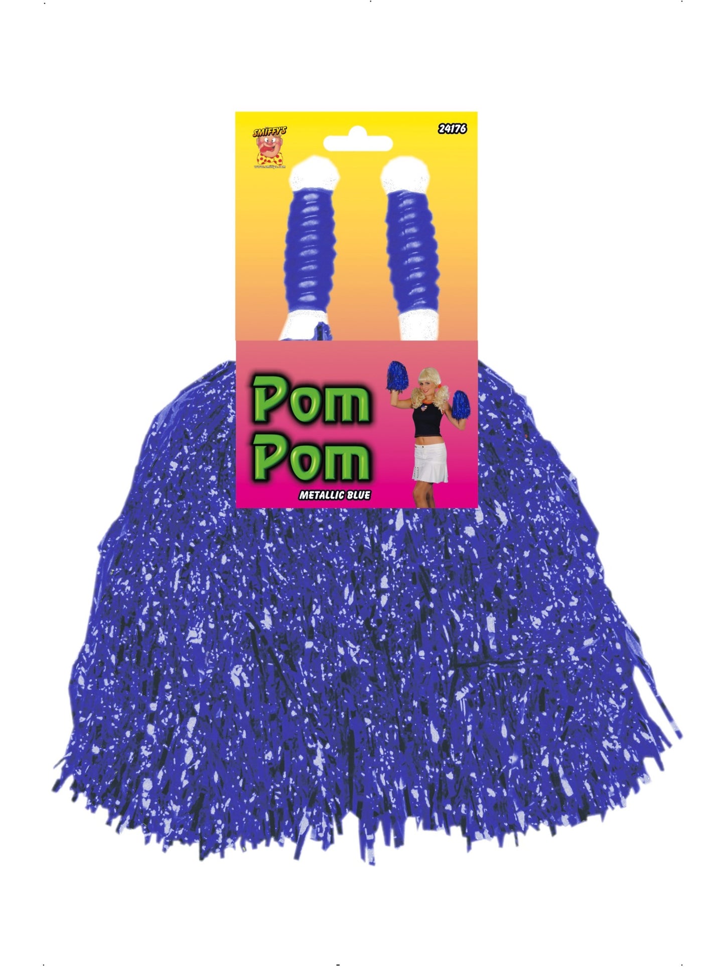 Pompons Metallisch-Blau, Paar