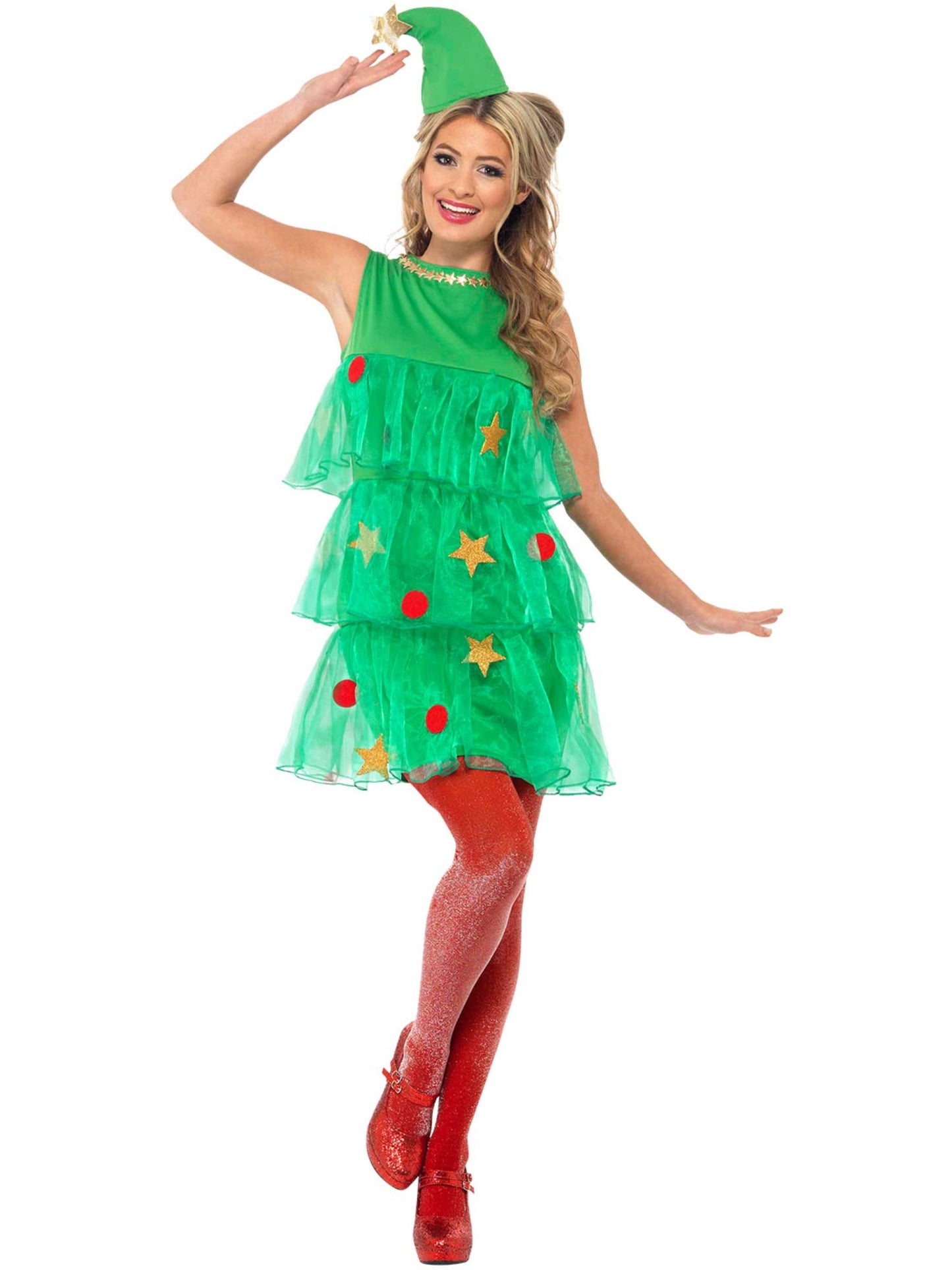 Costume sapin de Noël, Vert, avec robe et chapeau