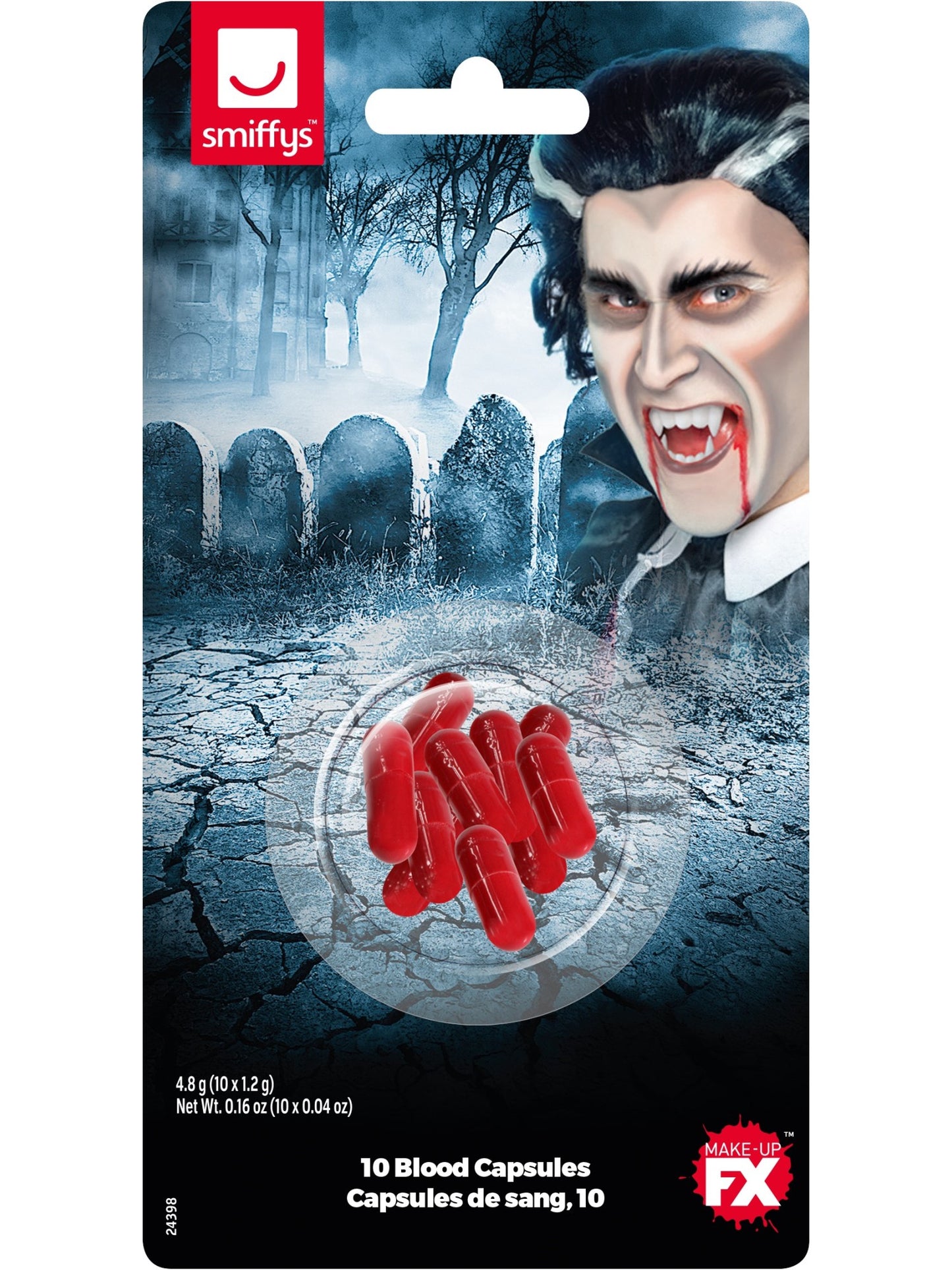 Cápsulas de sangre, polvo, rojo, paquete de 10