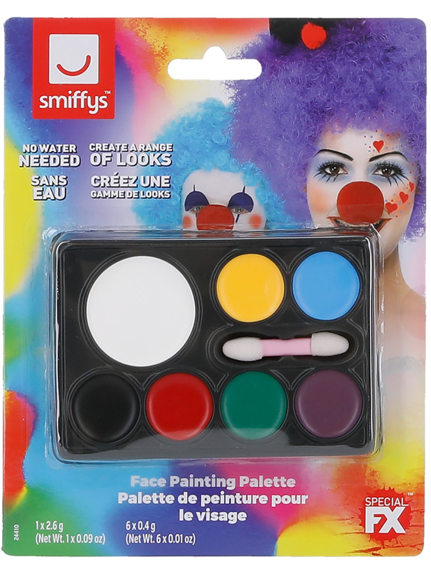 Smiffys Make-Up FX, Gesichtsmalerei-Palette, mit Pinsel, 7 Farben, Fettschminke