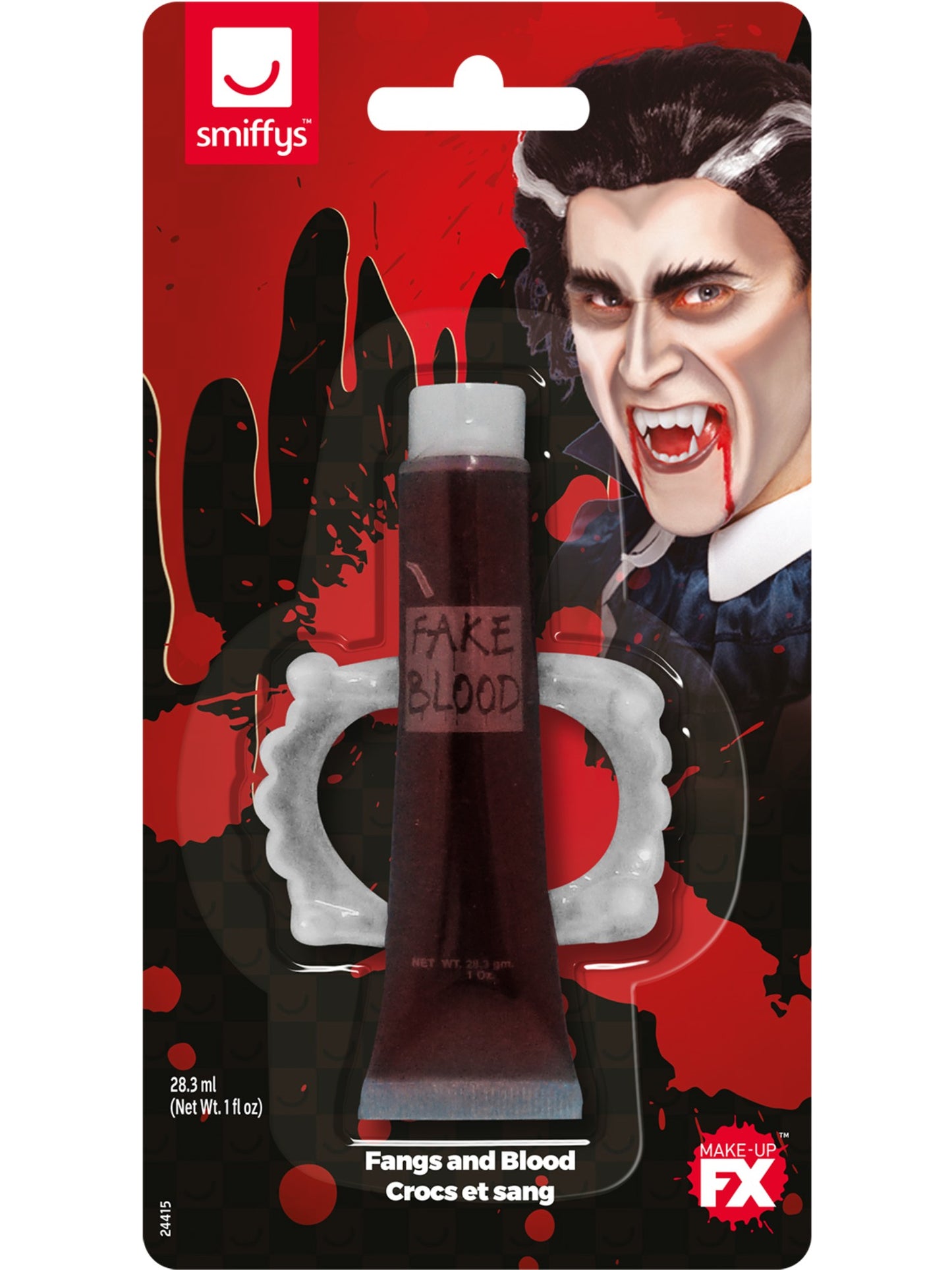 Smiffys Make-Up FX, Fangs & Blood, Red Wholesale
