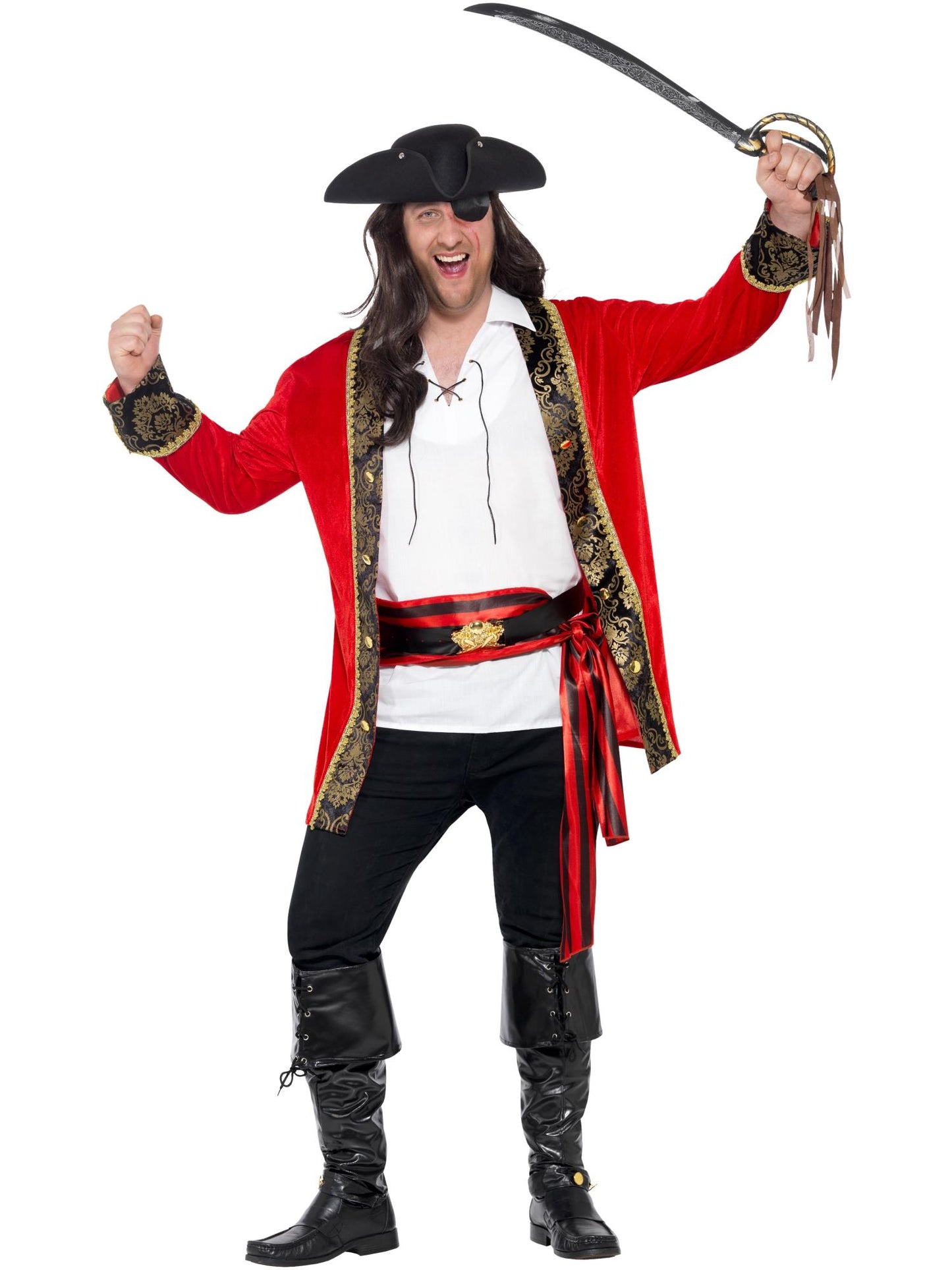Curves Pirate Captain Costume, Red Wholesale