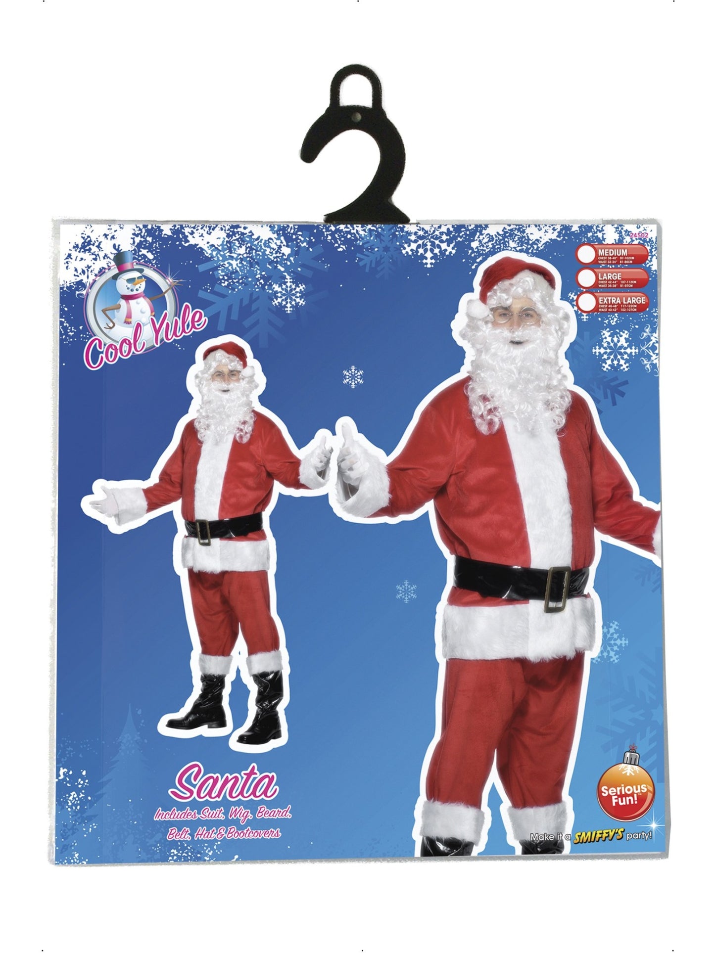 Kostüm Weihnachtsmann, Rot, mit Jacke, Hose, Bart, Gürtel, Mütze und Stiefelüberzügen, Deluxe