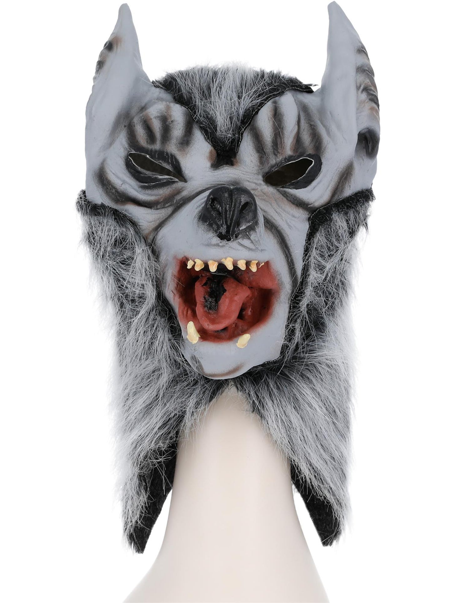 Maske Wolf, Silber, Über Kopf, Latex