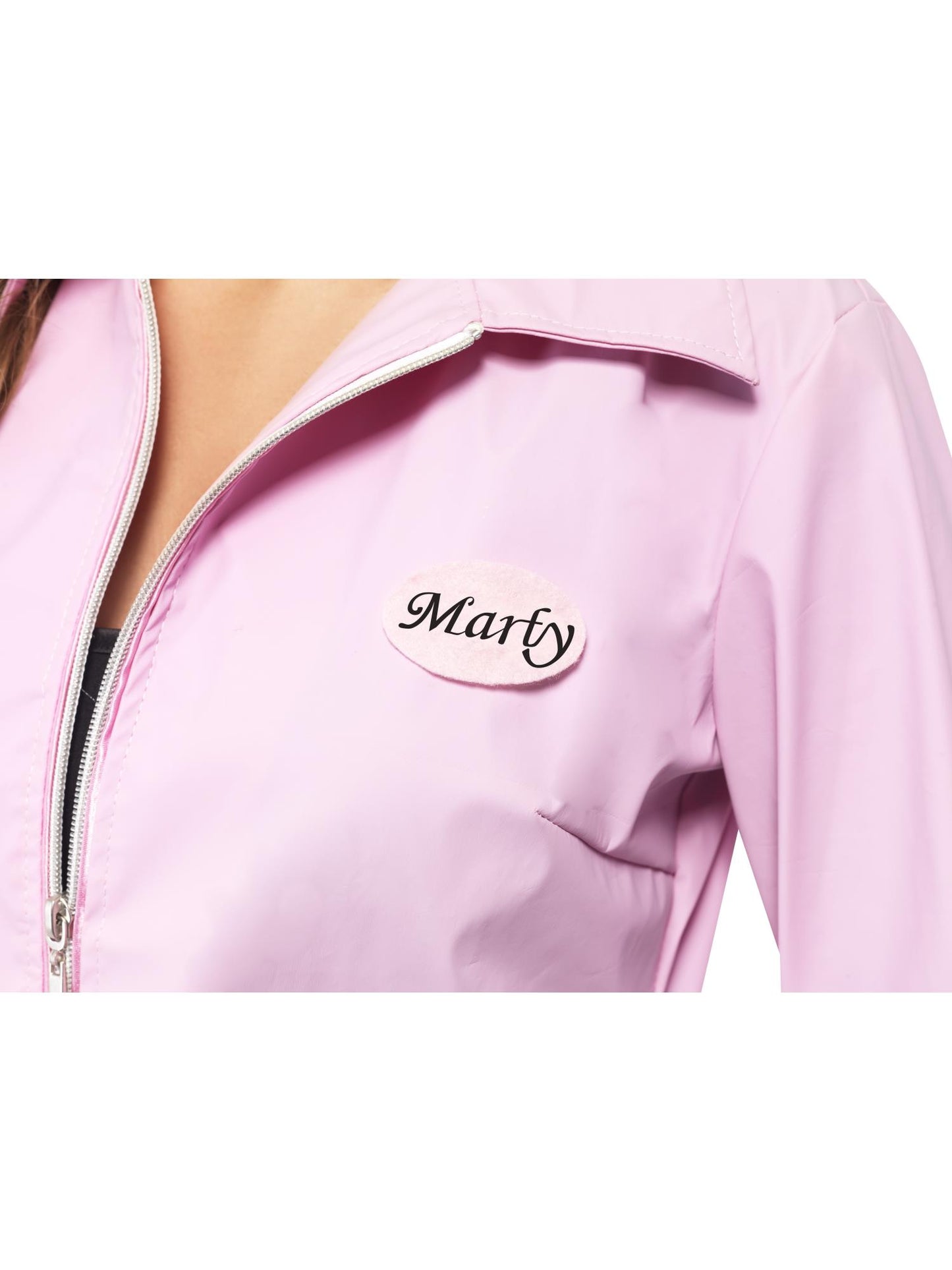 Veste Deluxe Pink Ladies Grease, Rose, avec veste et badges indiquant le nom