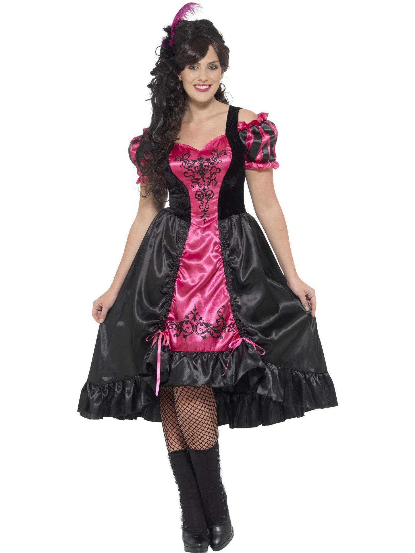 Curves Sassy Saloon Costume, Pink Wholesale