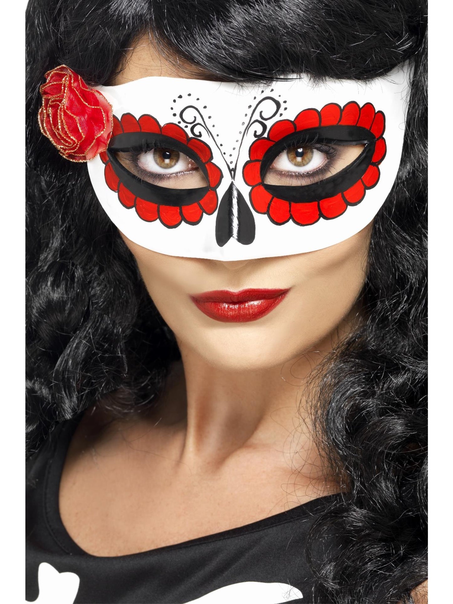 Mexican Day Of The Dead Eyemask, White & Red Wholesale