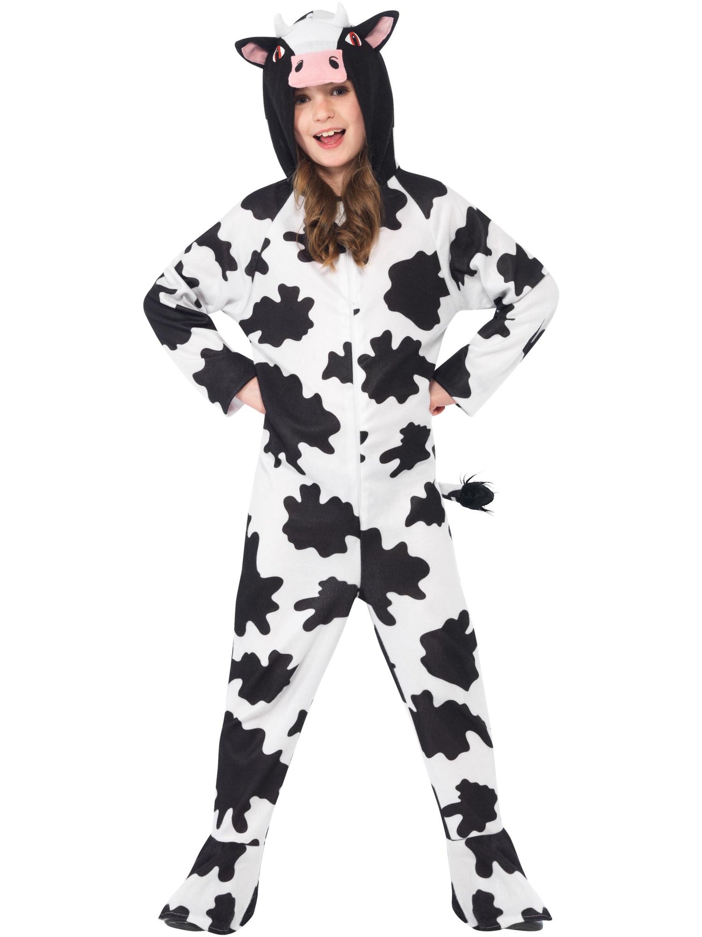 Disfraz de vaca, Negro y blanco, con traje entero con capucha