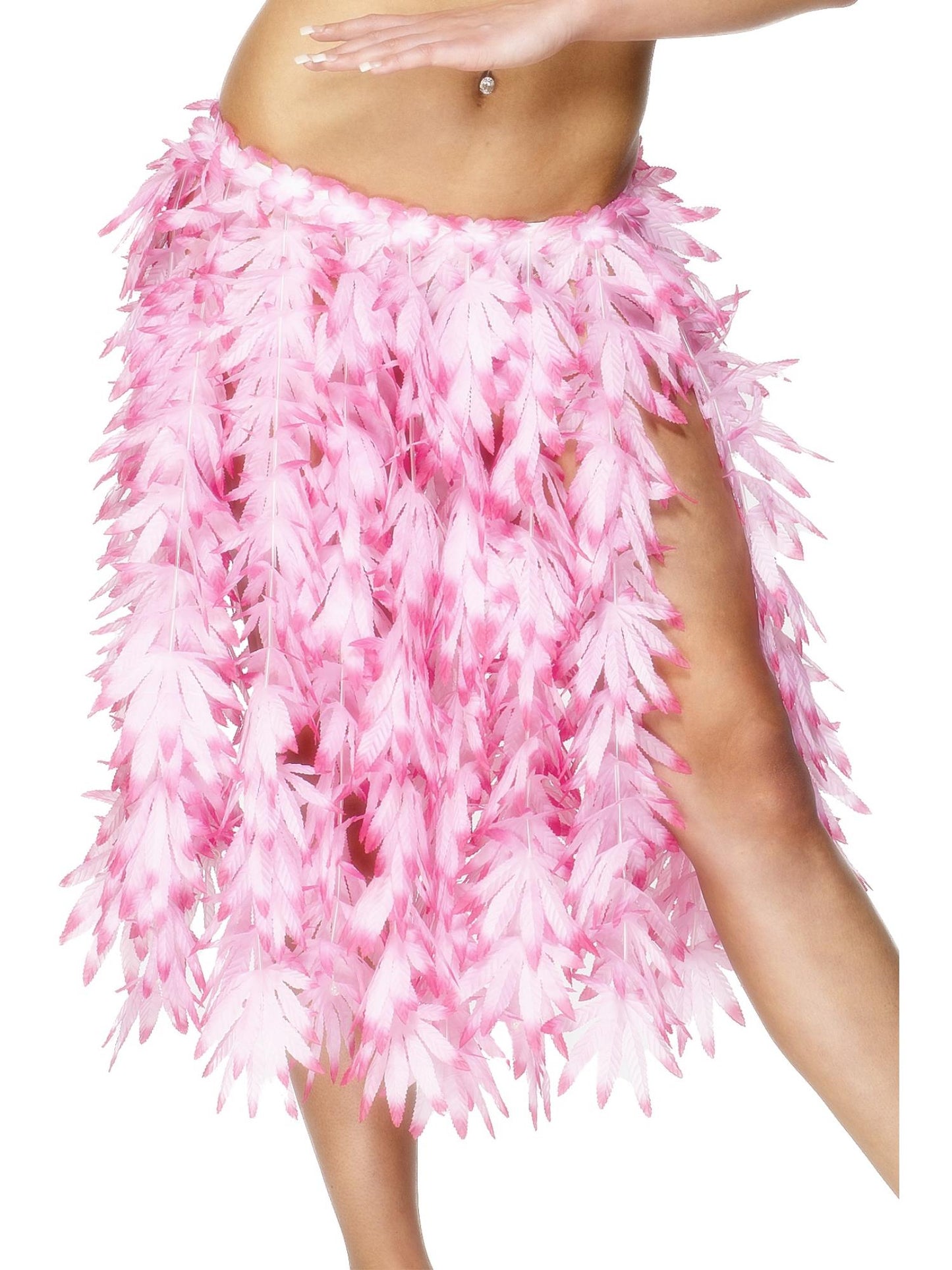 Falda hawaiana, rosada, con cintura elástica