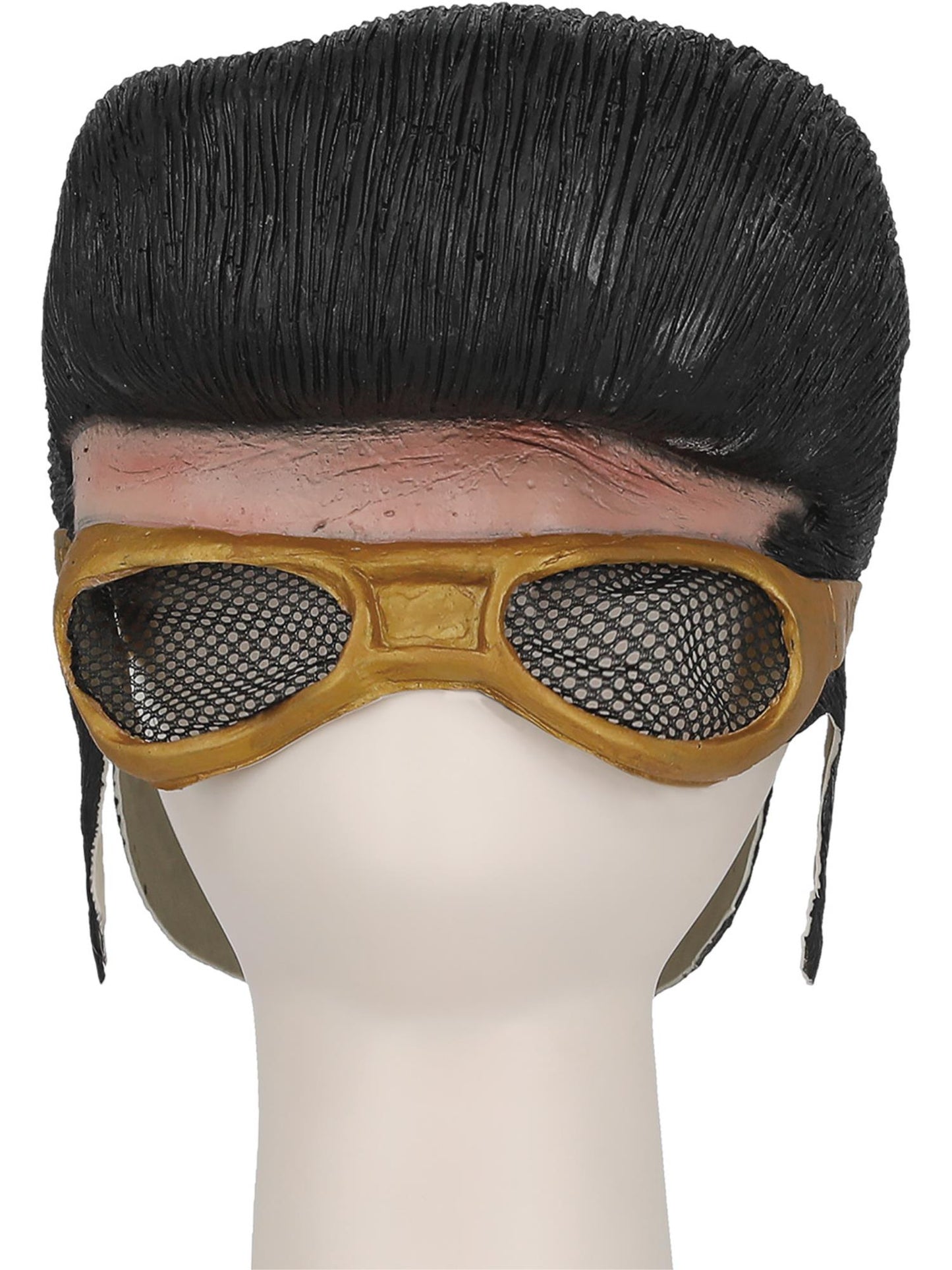 Adorno para la cabeza de Elvis, Negro, con pelo y gafas de sol doradas
