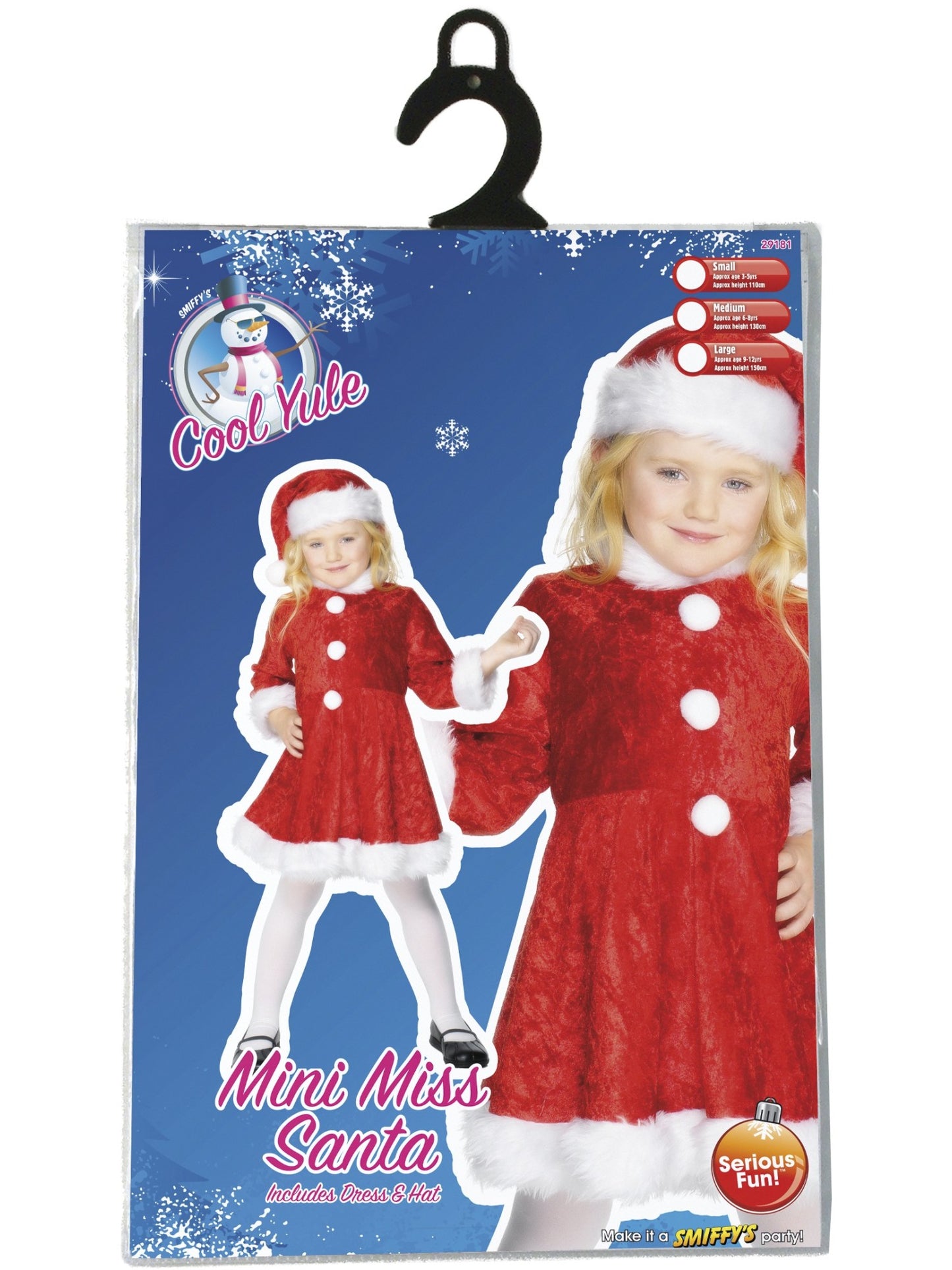 Kostüm Kleine Weihnachtsfrau, Rot, mit Kleid und Mütze