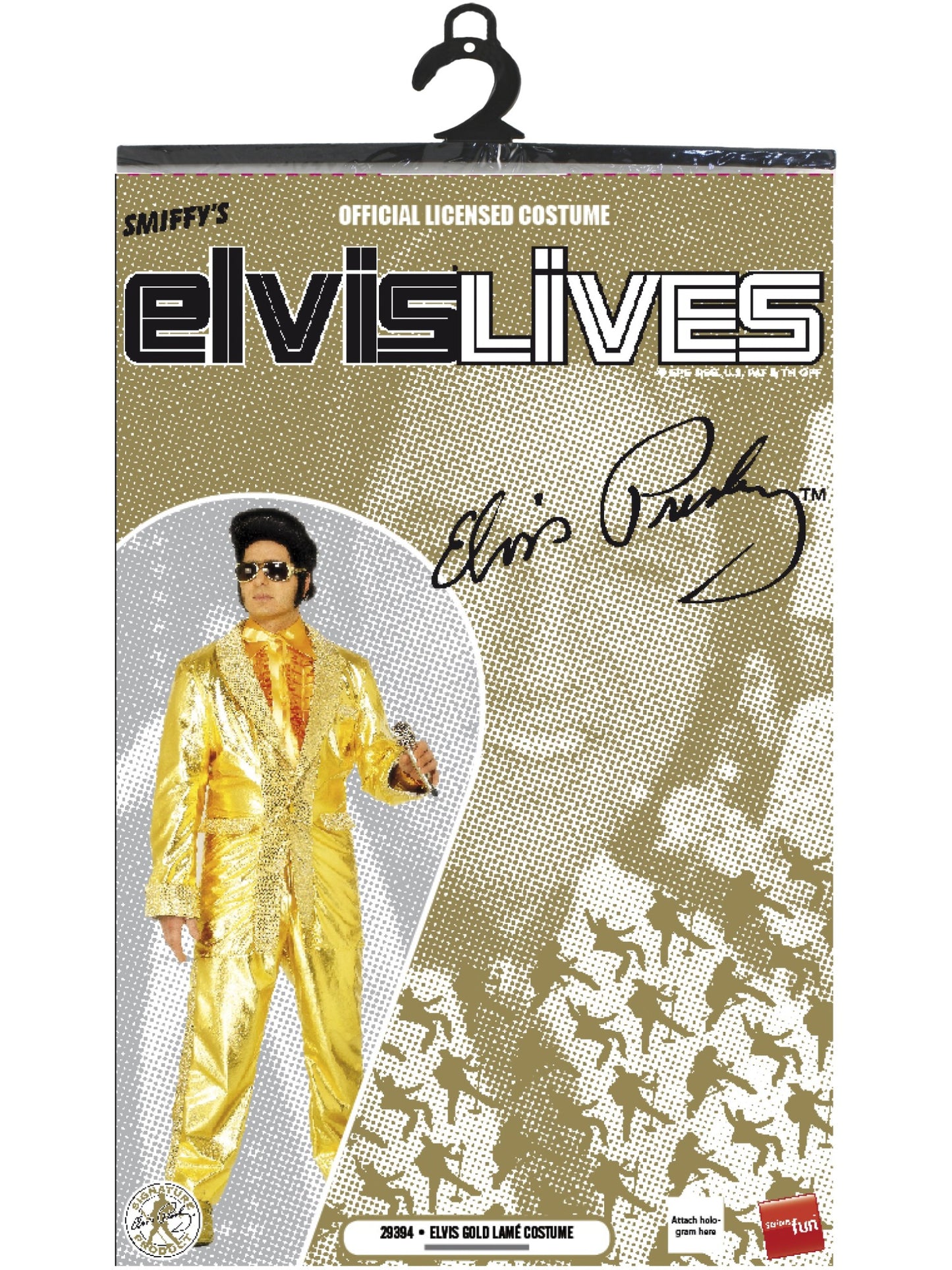 Costume Elvis, Doré, avec veste, devant de chemise et pantalon