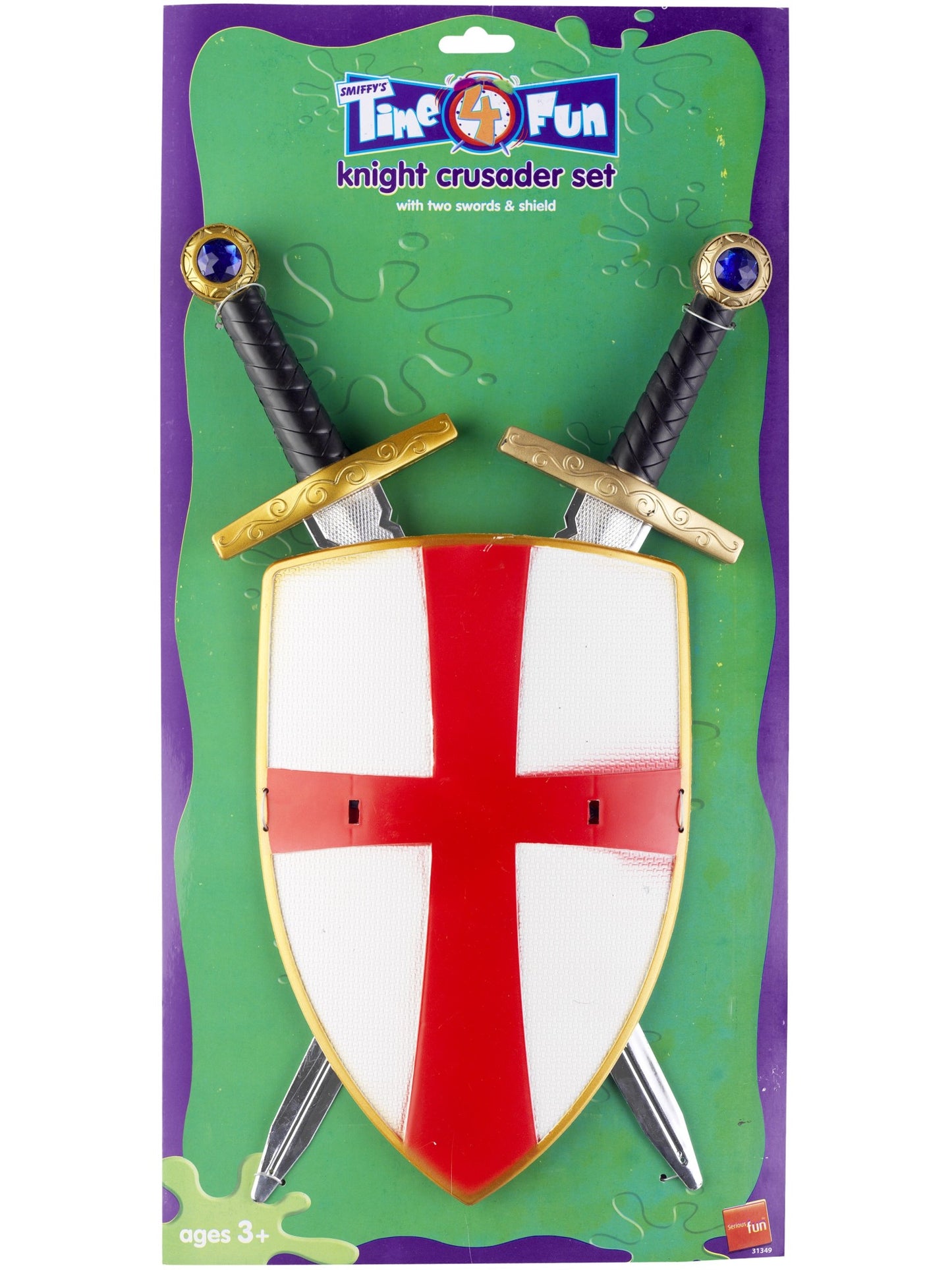 Set de caballero cruzado, con dos espadas y escudo, 50cm / 20in