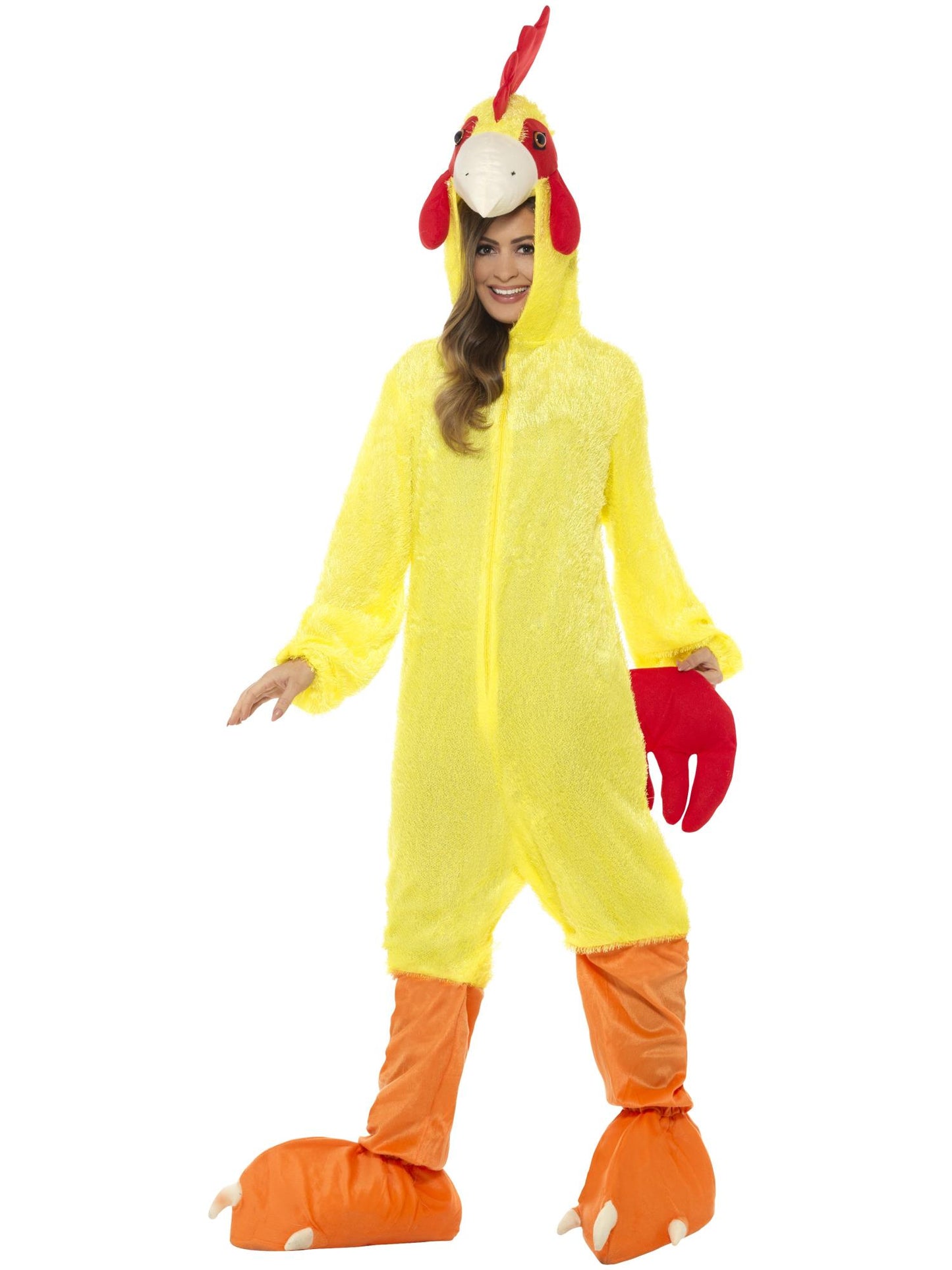 Costume de poule, comprend combinaison pantalon avec capuche