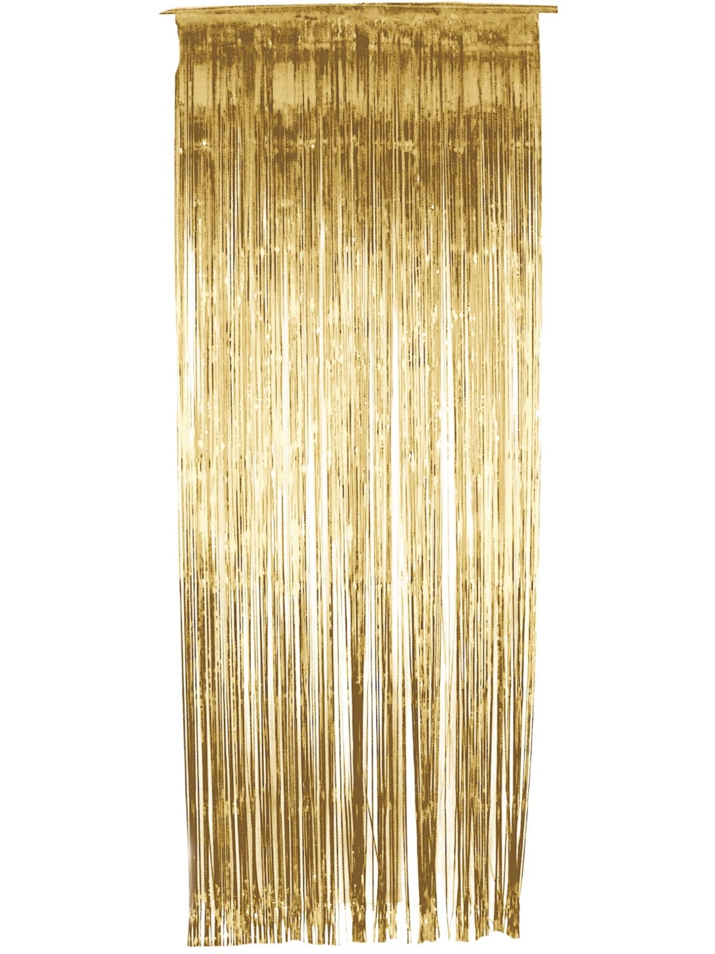 Cortina con brillo, dorada, metálica, 91cm x 244cm