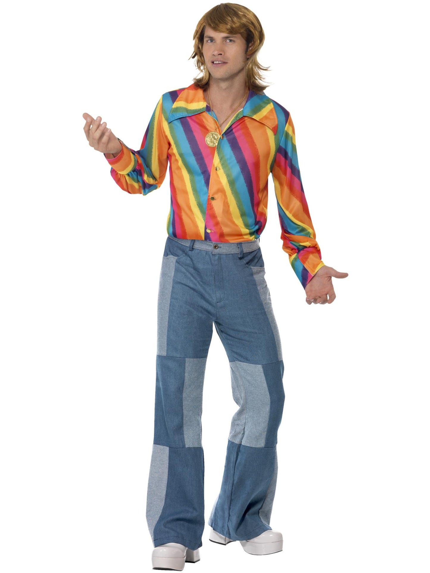 Camisa con colores arco iris de los 70