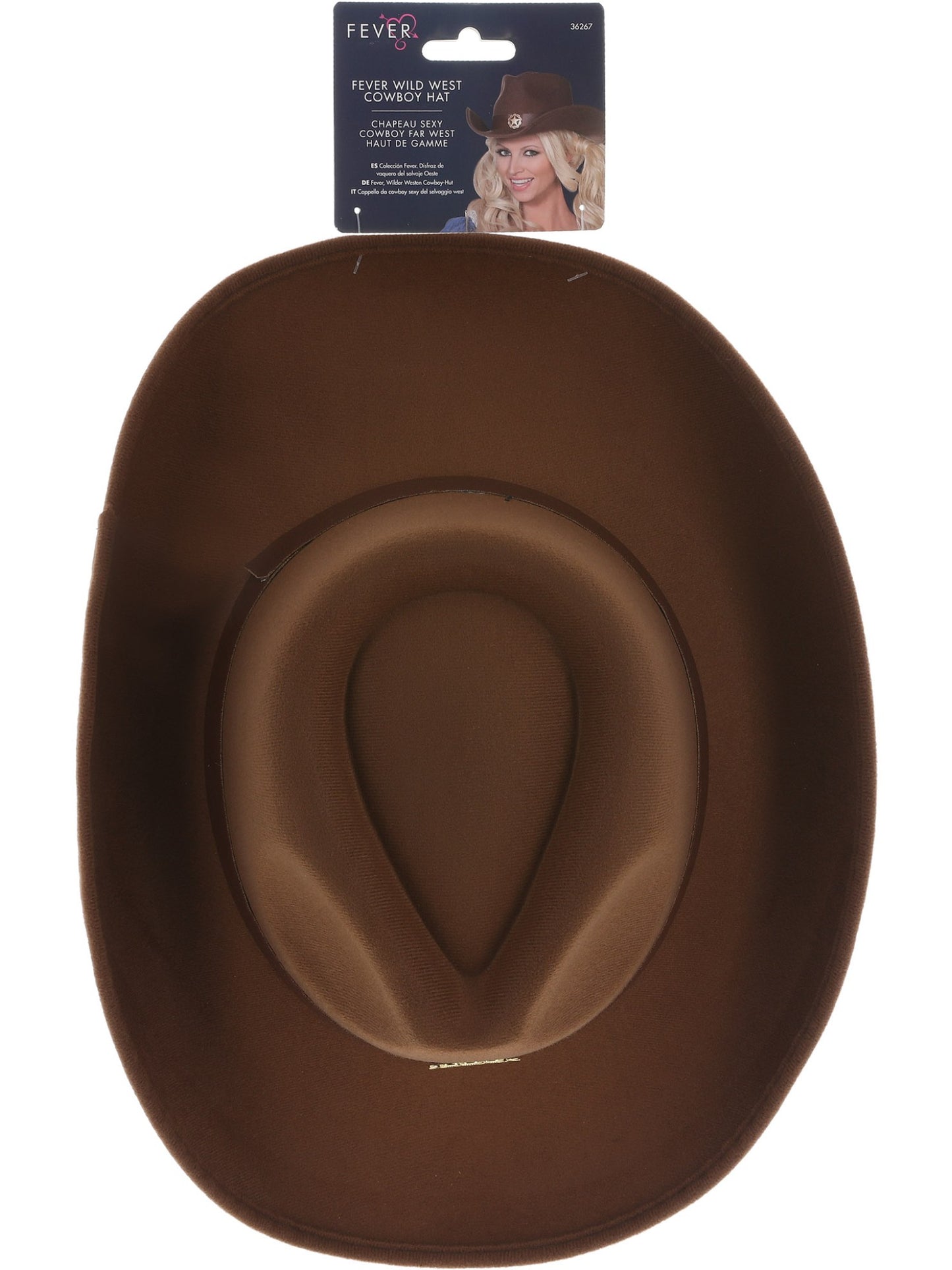 Chapeau sexy cowboy Far West haut de gamme, marron, feutre avec détail étoile en or