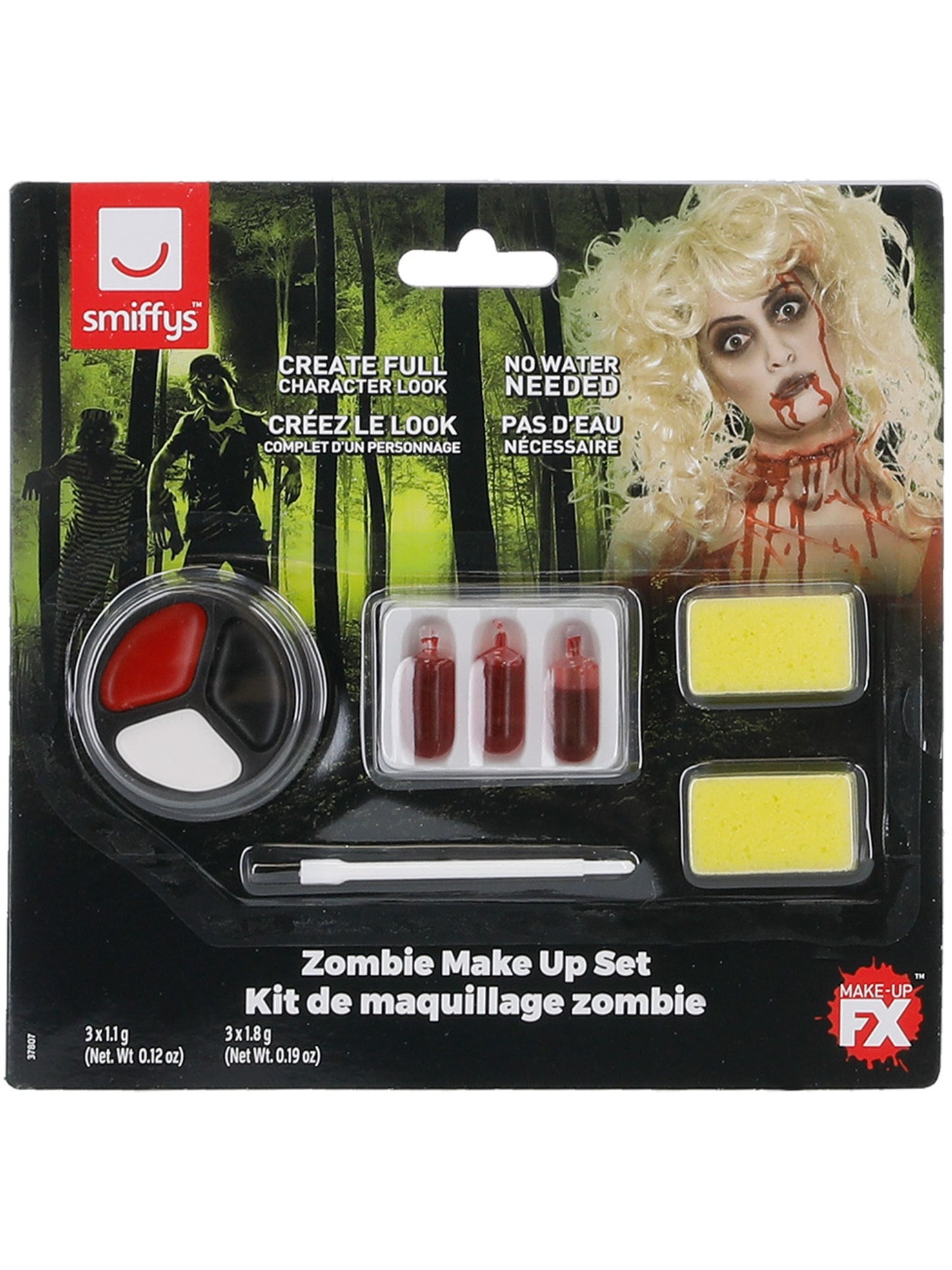 Set de maquillaje de zombi, incluye pintura para la cara, cápsulas de sangre y esponja