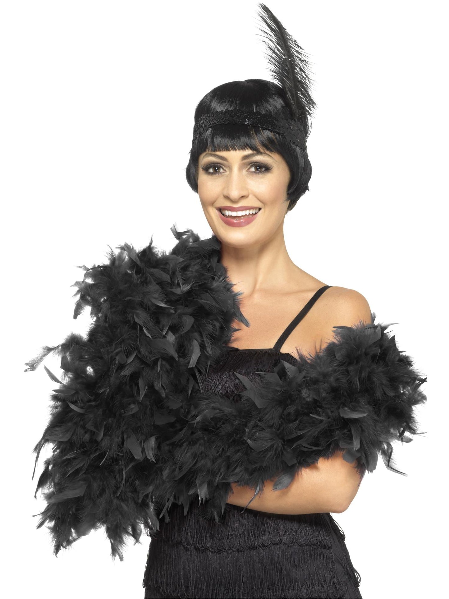 Boa Deluxe, negra, pluma, 180cm, 80g