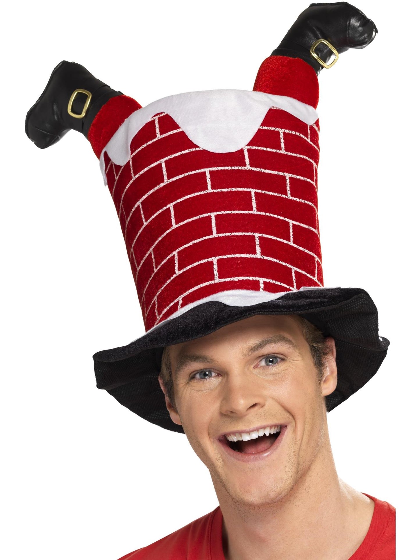 Chapeau Père Noël coincé dans la cheminée, Rouge