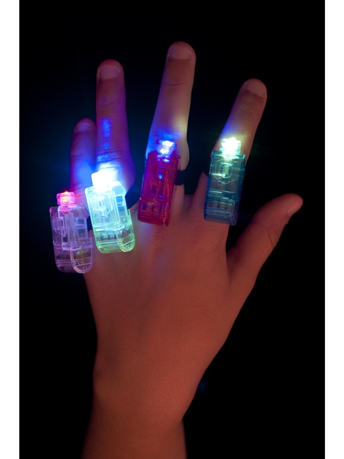 Luces para dedos multicolores y multidetelleantes, 4 unidades