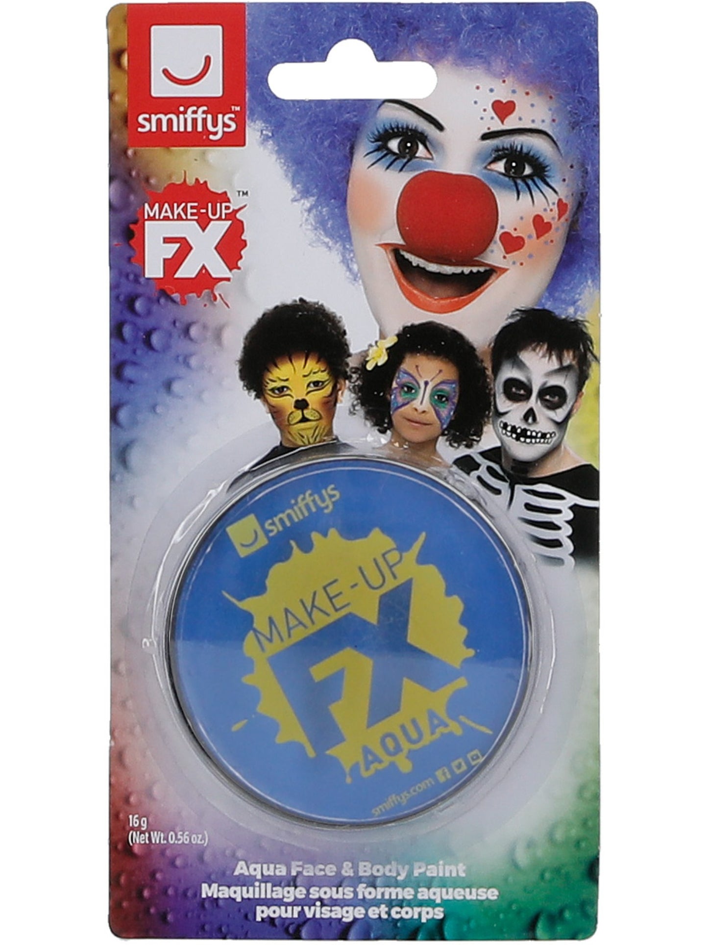 Smiffys Make-Up FX, Aqua Gesichtsund Körperfarbe, Königsblau, 16ml, Wasserbasierend