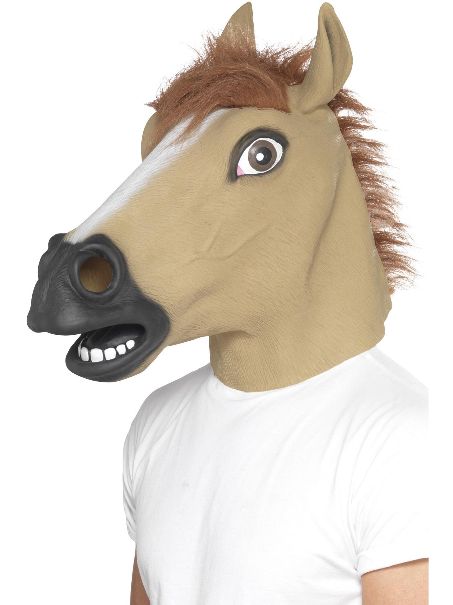 Masque cheval, Marron, Masque couvrant toute la tête, latex, avec fourrure