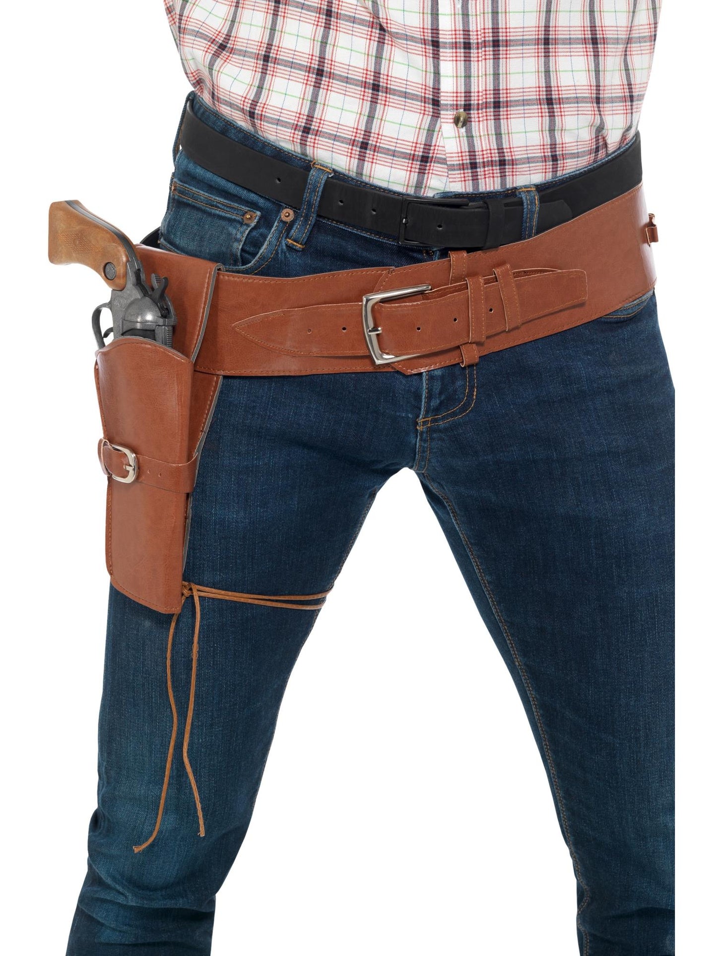 Erwachsener Kunstleder Einzelholster mit Gürtel, Bräunlich