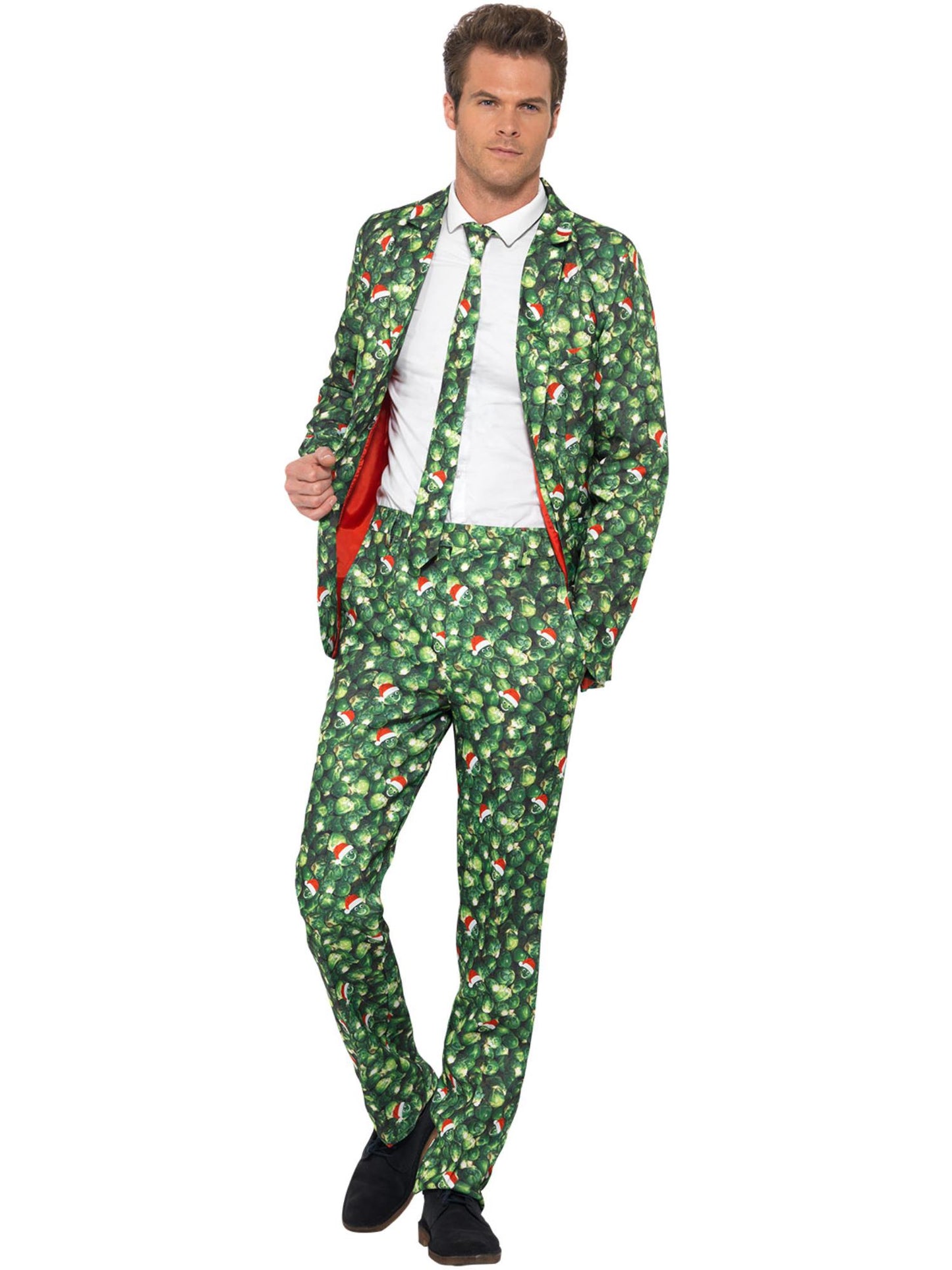 Disfraz de col de Bruselas, Verde, con chaqueta, pantalones y corbata