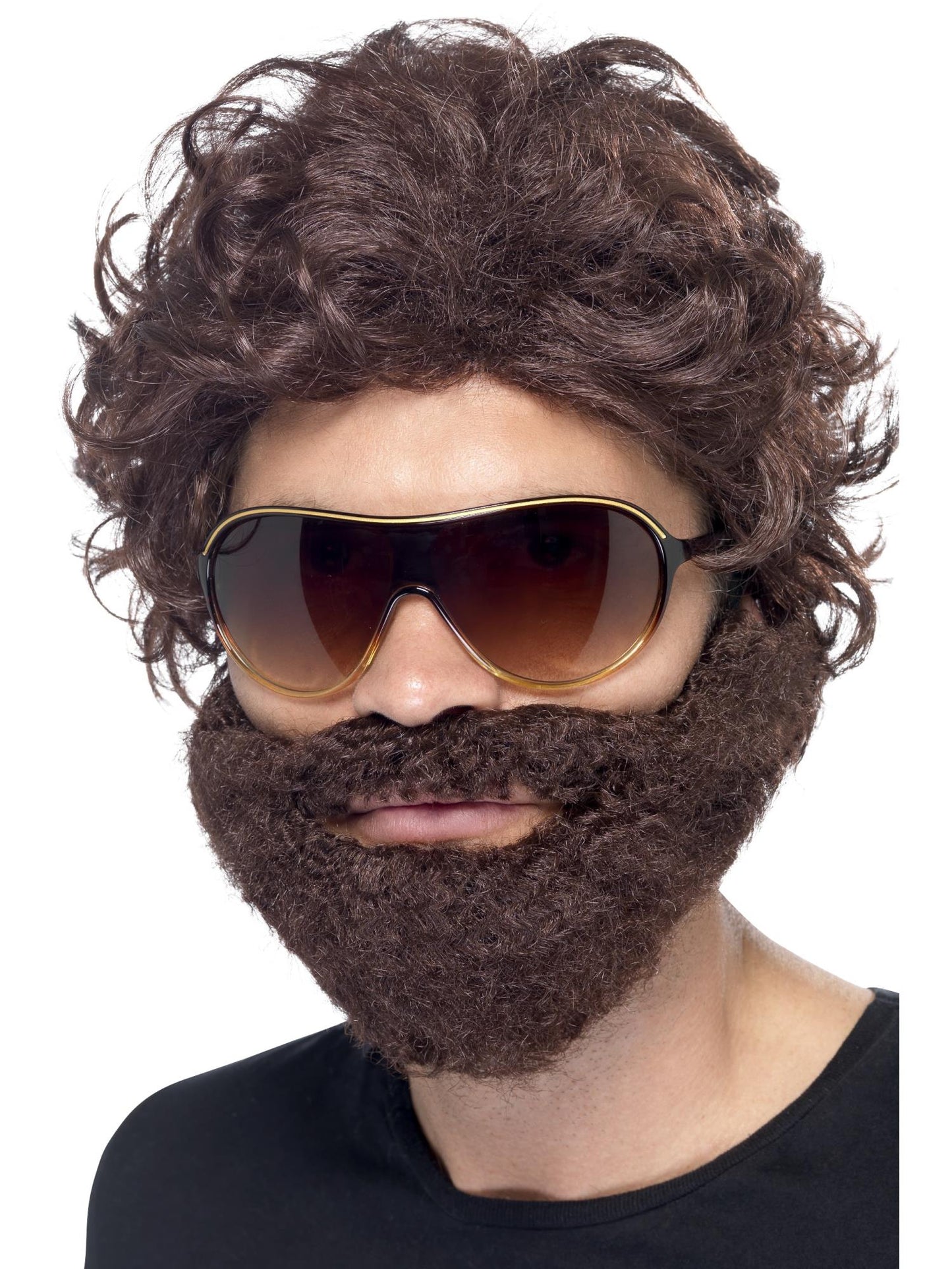 Jungegesellenabschied-Kit, Braun, mit Perücke, Bart und Sonnenbrille